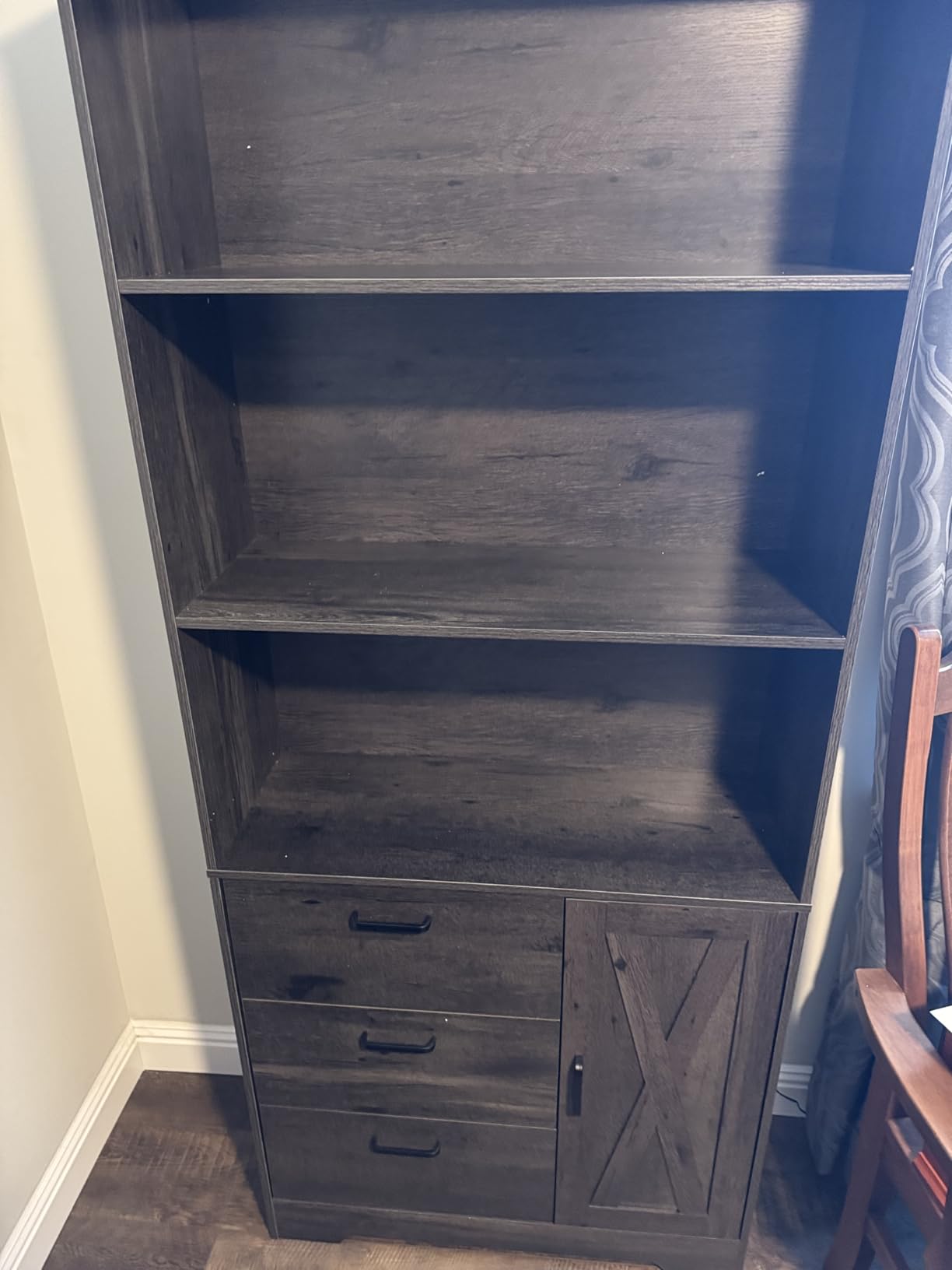 IRONCK 71 in Bookshelf with Doors and Drawers, Industrial Tall Bookcase | Engineered wood with 3-tier shelves, 3 drawers, enclosed storage, anti-tip hardware, 132 lb maximum capacity, for home office customer photo 1