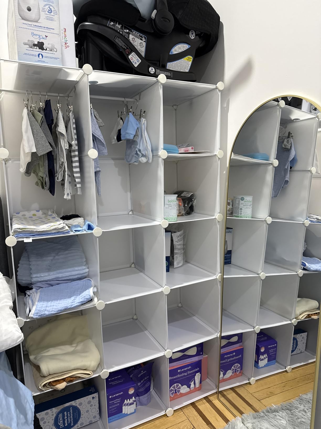 Modular Baby Wardrobe Closet, Portable Children Organizers and Storage for Nursery, 15 Cubes with Hanging Rods, Multi-Functional Kids Storage Shelf-Bedroom Clothes Armoire (Boys & Girls) customer photo 1
