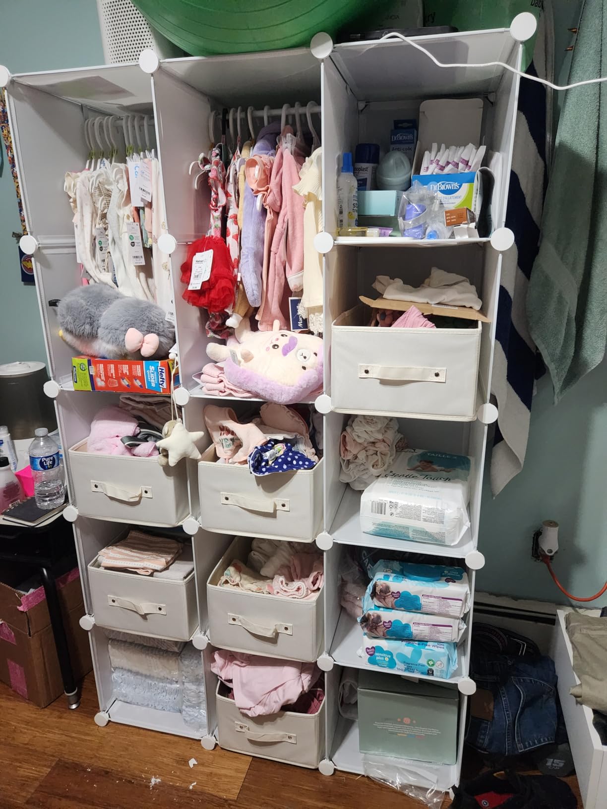 Modular Baby Wardrobe Closet, Portable Children Organizers and Storage for Nursery, 15 Cubes with Hanging Rods, Multi-Functional Kids Storage Shelf-Bedroom Clothes Armoire (Boys & Girls) customer photo 2
