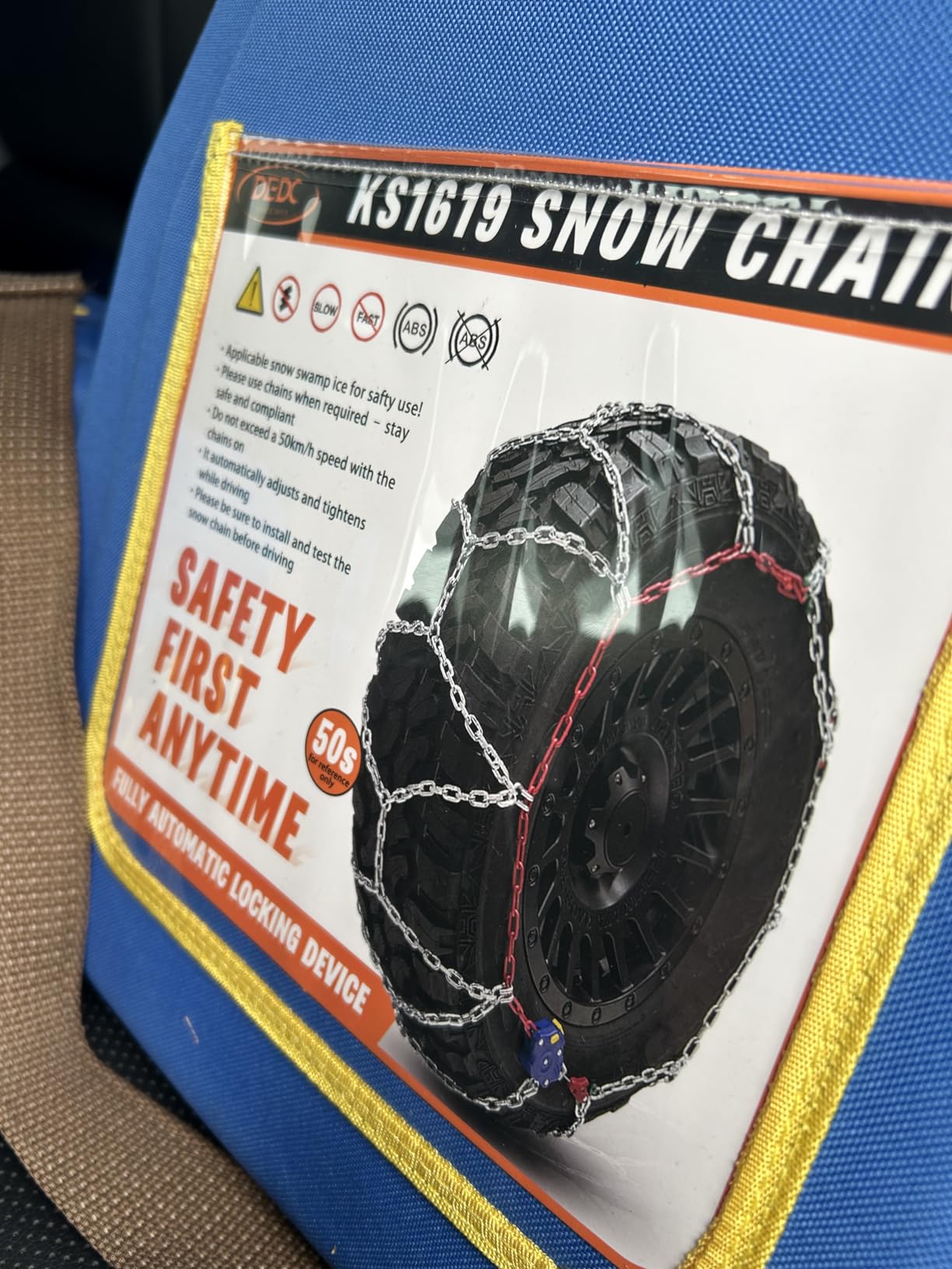 DEDC Auto Lock Snow Tires Chains 4.5mm Heavy-Duty Mn Steel Fits 275 285 295 customer photo 1