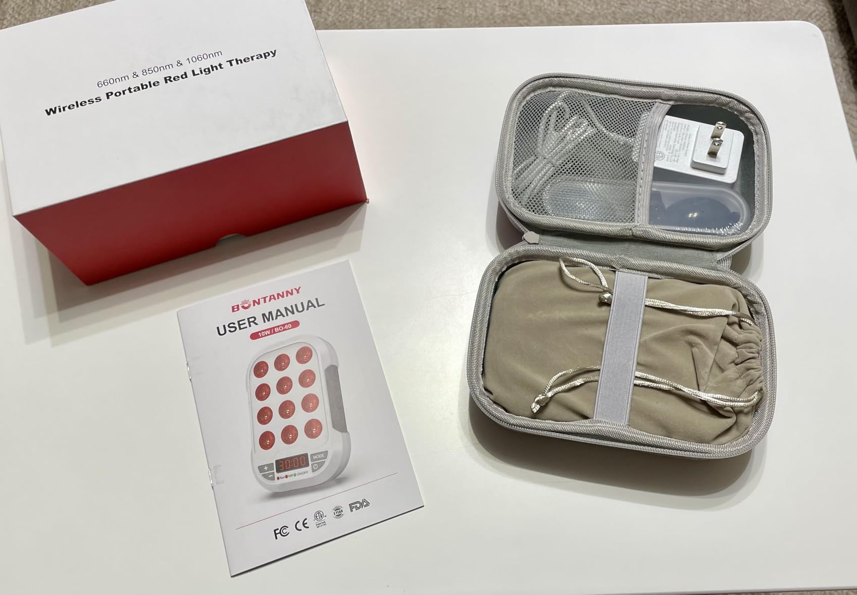BONTANNY Portable Red Light Therapy, 660/850/1060nm 3 Wavelengths Mini Handheld Red Near Infrared Light Device, 12 Triple Chip Clinical Grade LEDs, Rechargeable, Travel Case, Timer, for Body, BO-60 customer photo 2
