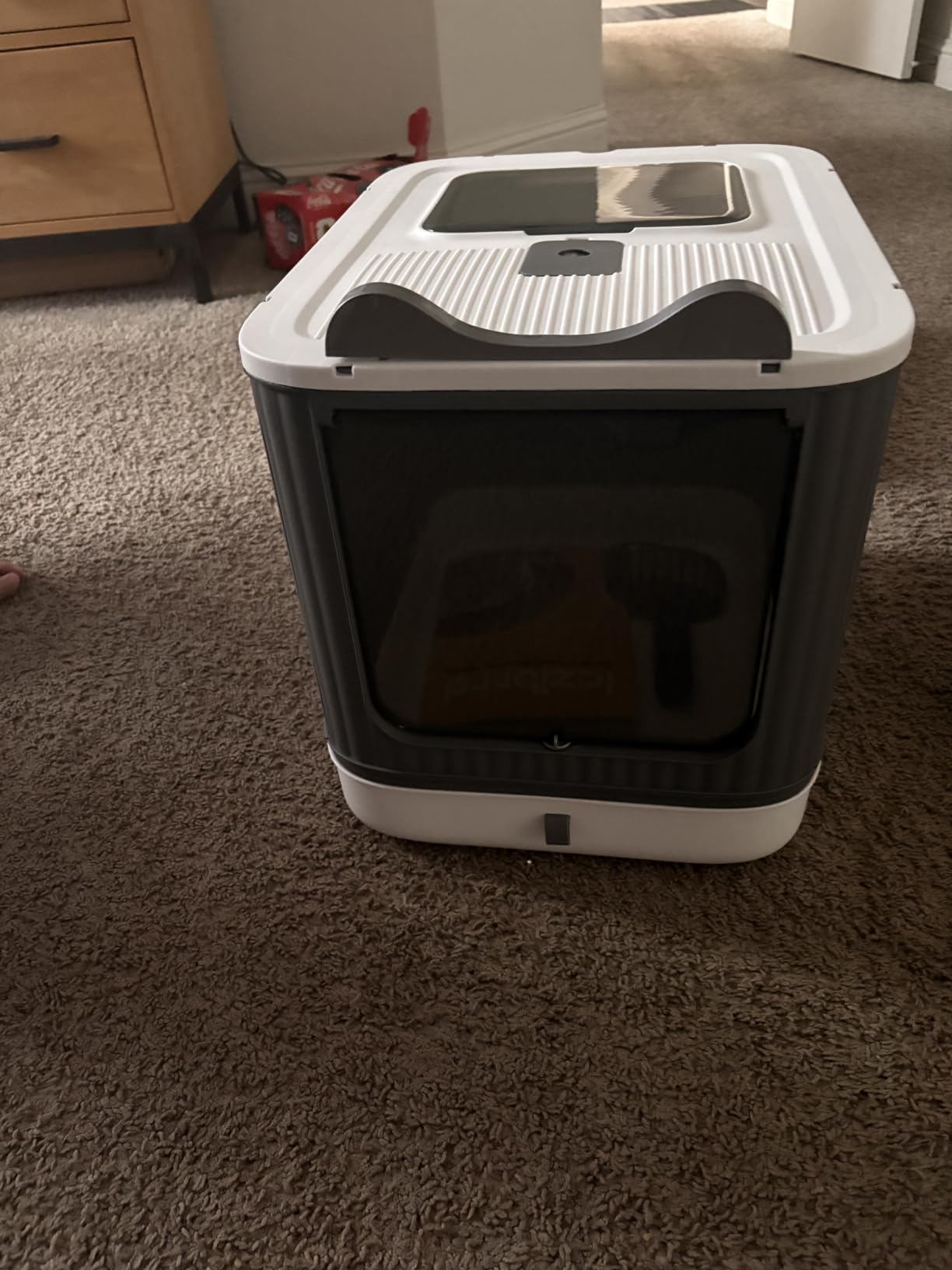Covered Cat Litter Box with Lid for Kitten to Medium, Grey-White customer photo 1