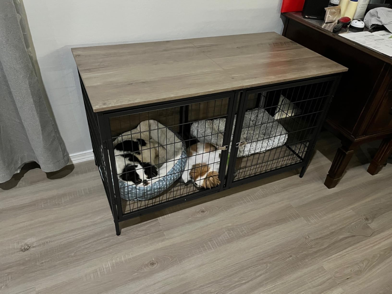MAHANCRIS Dog Crate Furniture for 2 Dogs, 43.3