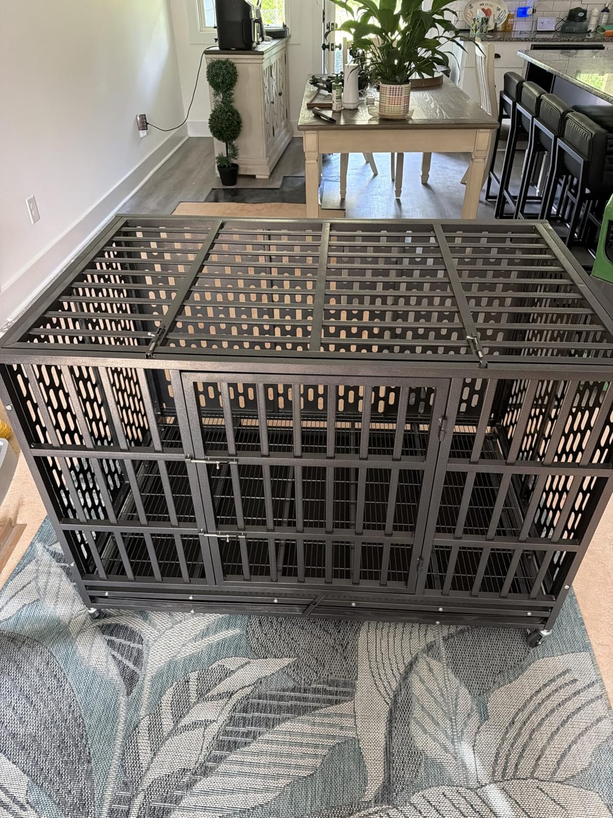 HIWOKK 48 Inch Heavy Duty Indestructible Dog Crate, for High Anxiety Dog customer photo 1