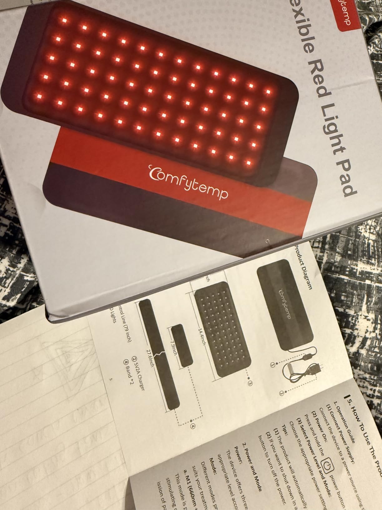 Comfytemp Red Light Pad for Body, 14.4'' x 6.1'', 660nm & Invisible 850nm, Flexible Near Infrared Light Wrap with Timer, Wearable Light Pad for Back Knee Belly Joint Muscle customer photo 2