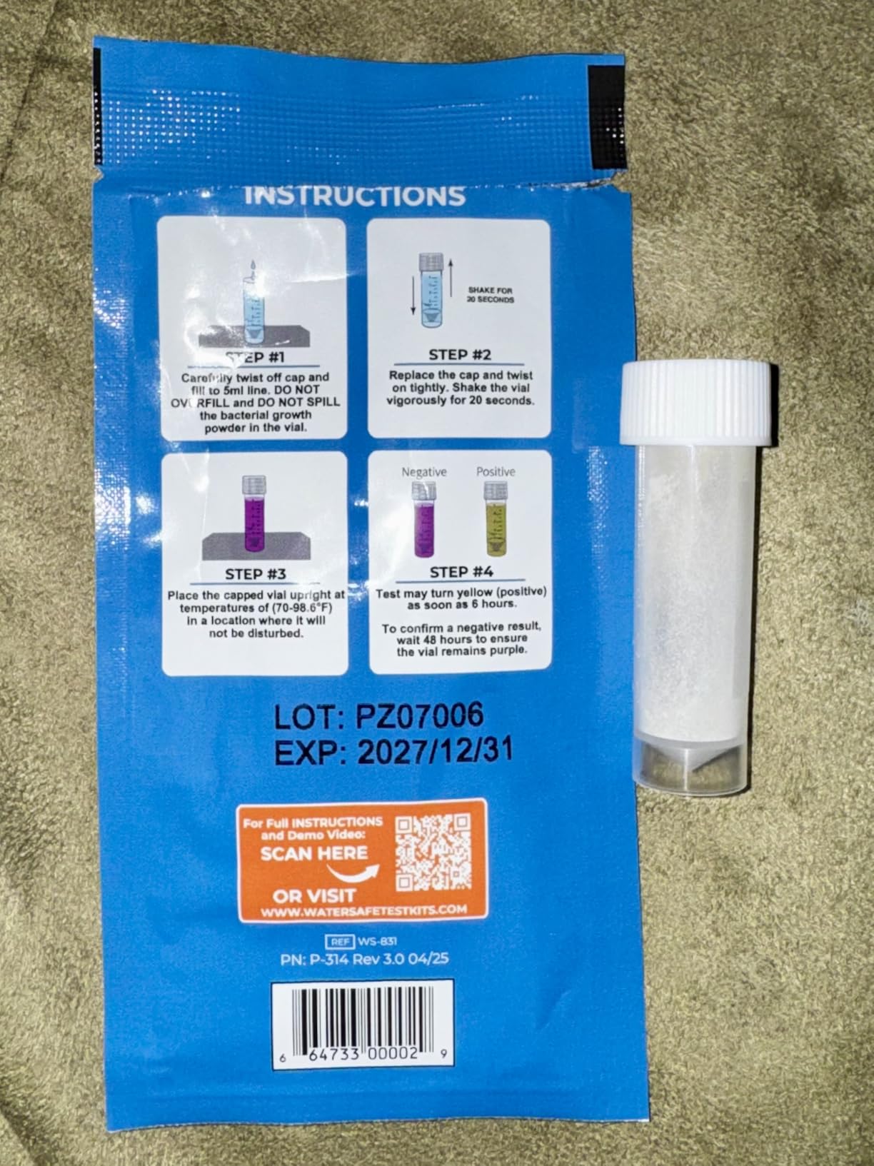 Watersafe Bacteria Water Test Kit - USA-Made - Results as Fast as 6 Hours - Detects Coliform (Inc. E. coli) & Non-Coliform Bacteria in Drinking, Well & Tap Water customer photo 2