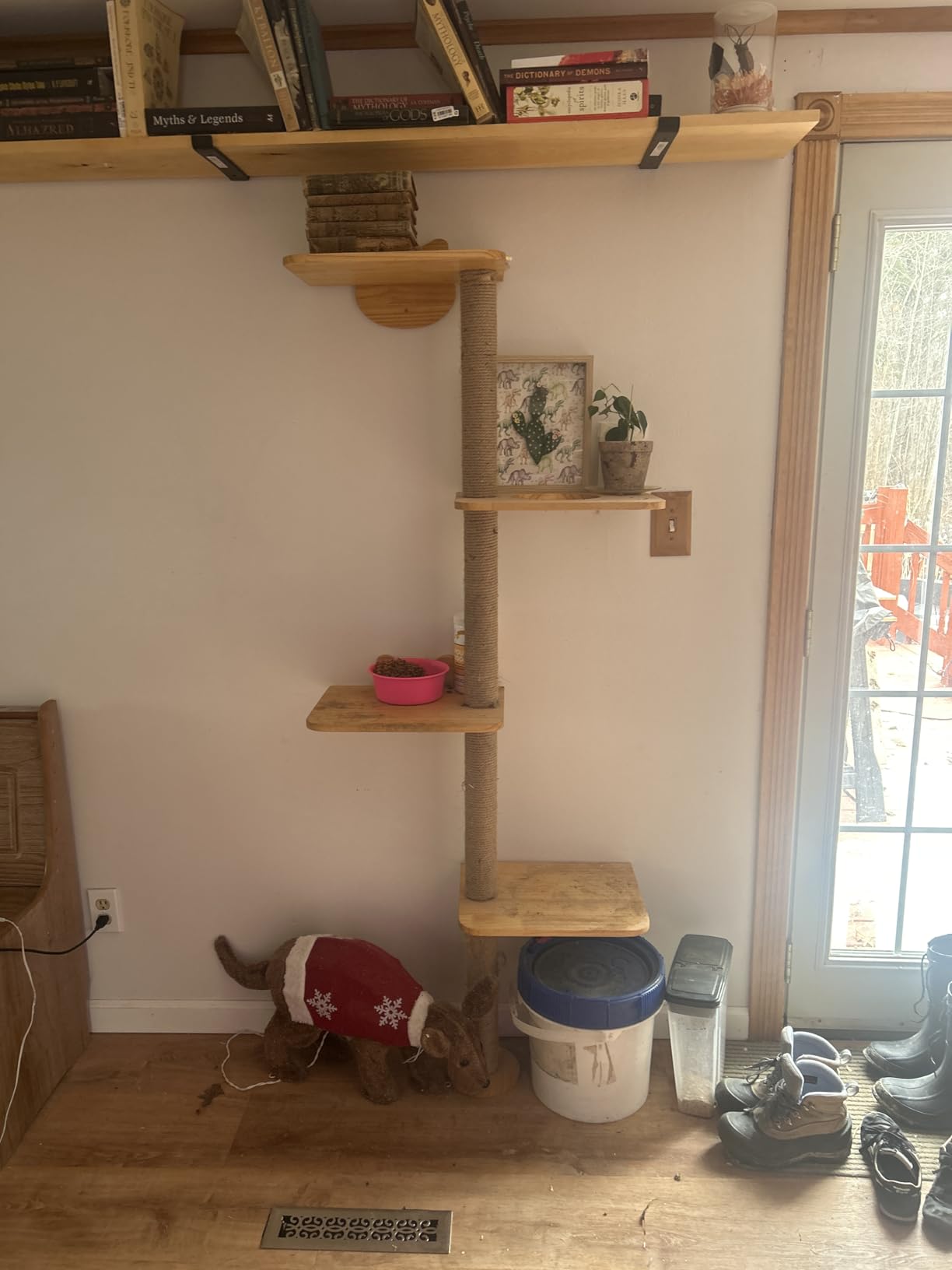 Wall-Mounted Cat Tree, 69-Inch Sisal Scratching Post, 4-Tier Carpet Perches customer photo 1