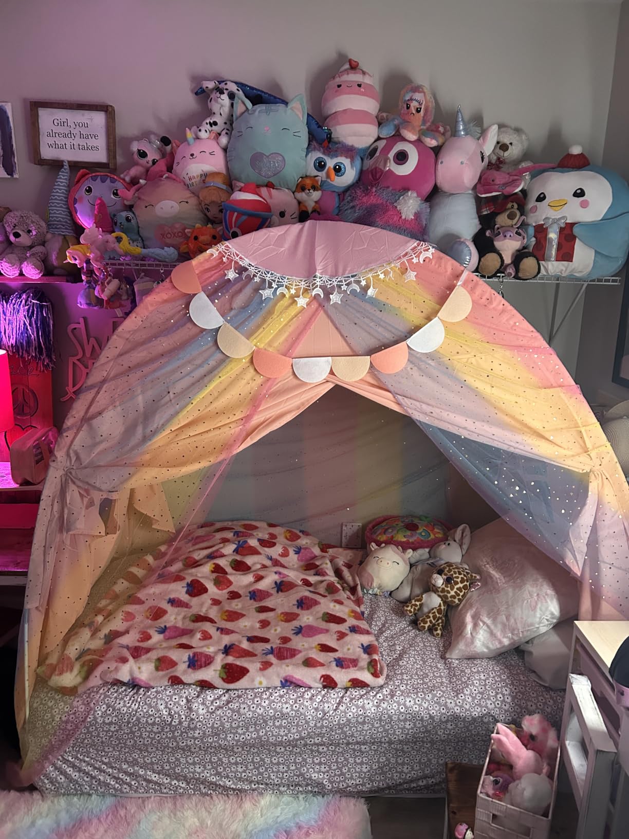 Full Size Bed Canopy for Kids, Girls Bed Tent Privacy Floor Sleep Tents customer photo 1