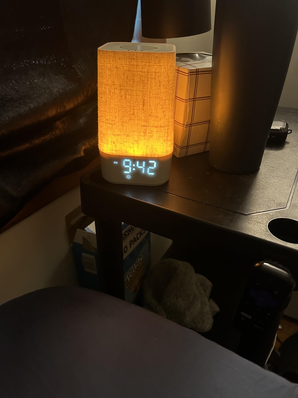 Sunrise Alarm Clock with Sound Machine, Nature Wake Up Light, Wood Grain customer photo 1