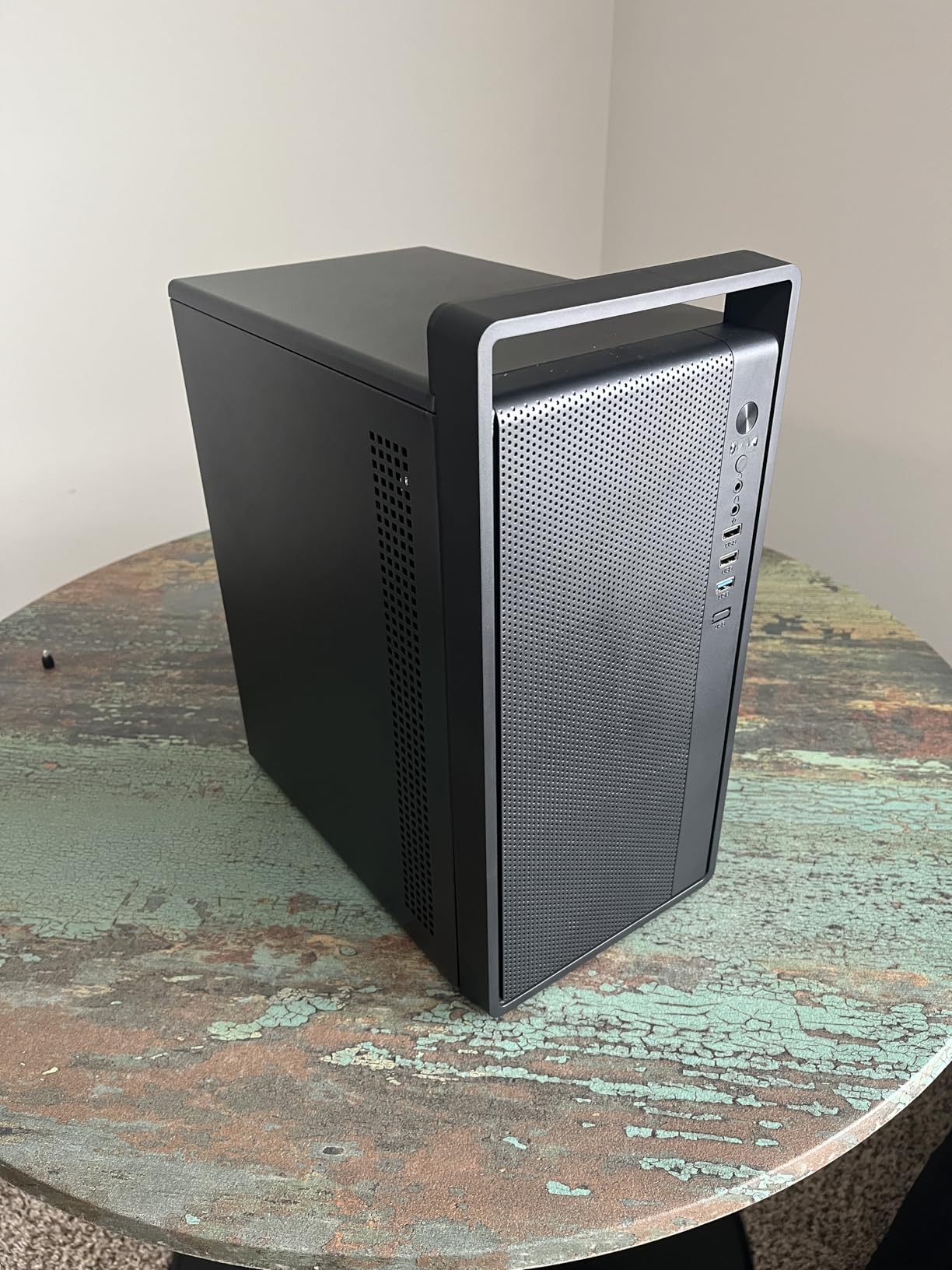 Micro-ATX PC Case with Handle | 0.7mm Steel Portable PC Case Fits max 260mm GPU & ATX PSU | Pre-Installed 120mm *1 Rear Fan | mini Tower Desktop Chassis for MATX/ITX, Black-M5 customer photo 2