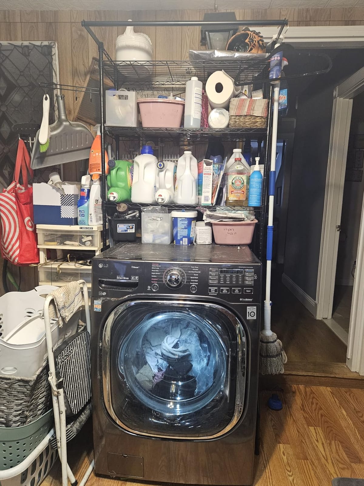 VEVOR Over the Washer and Dryer Storage Shelf, 3 Tier Laundry Room Drying Rack with Hanger Rod and Hooks, Adjustable Over Washer and Dryer Shelves, Laundry Room Shelf Storage Space Saver, White customer photo 1