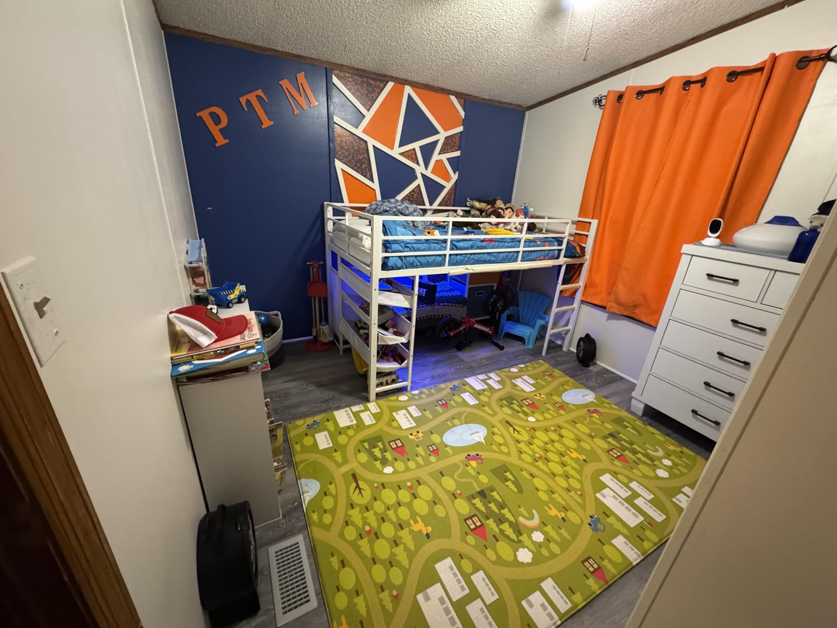 DICTAC Low Loft Bed Twin Size with Storage Bins and Reading Corner, White customer photo 2