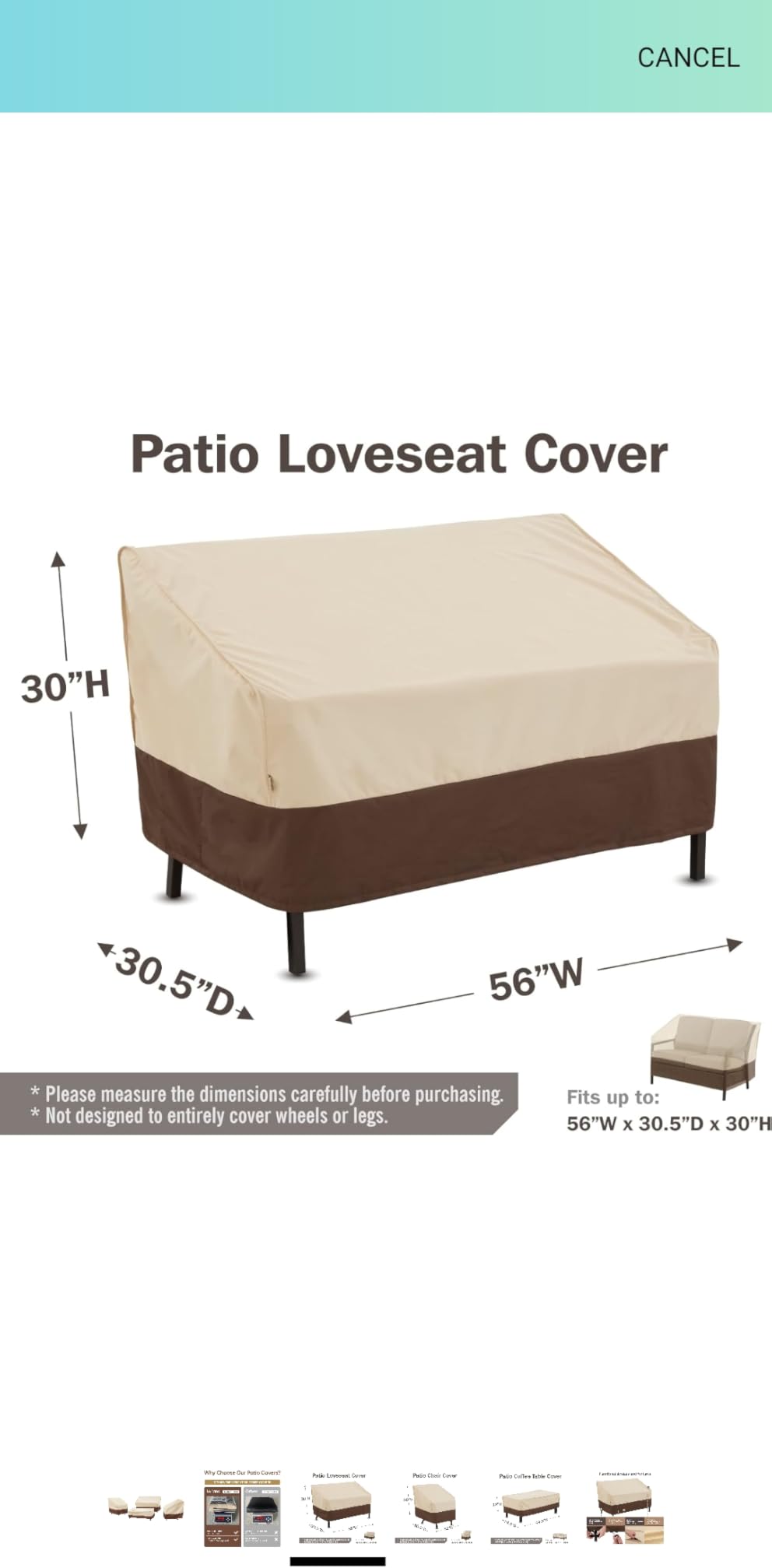 loriano Patio Furniture Cover Set Waterproof 4 Piece Beige Large customer photo 1