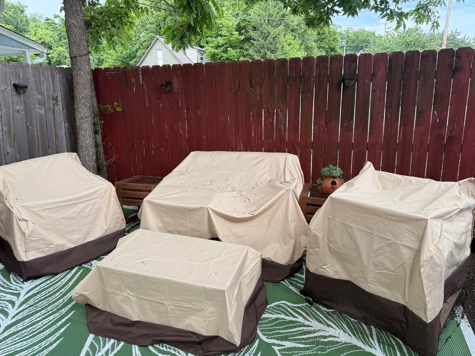 loriano Patio Furniture Cover Set Waterproof 4 Piece Beige Large customer photo 2
