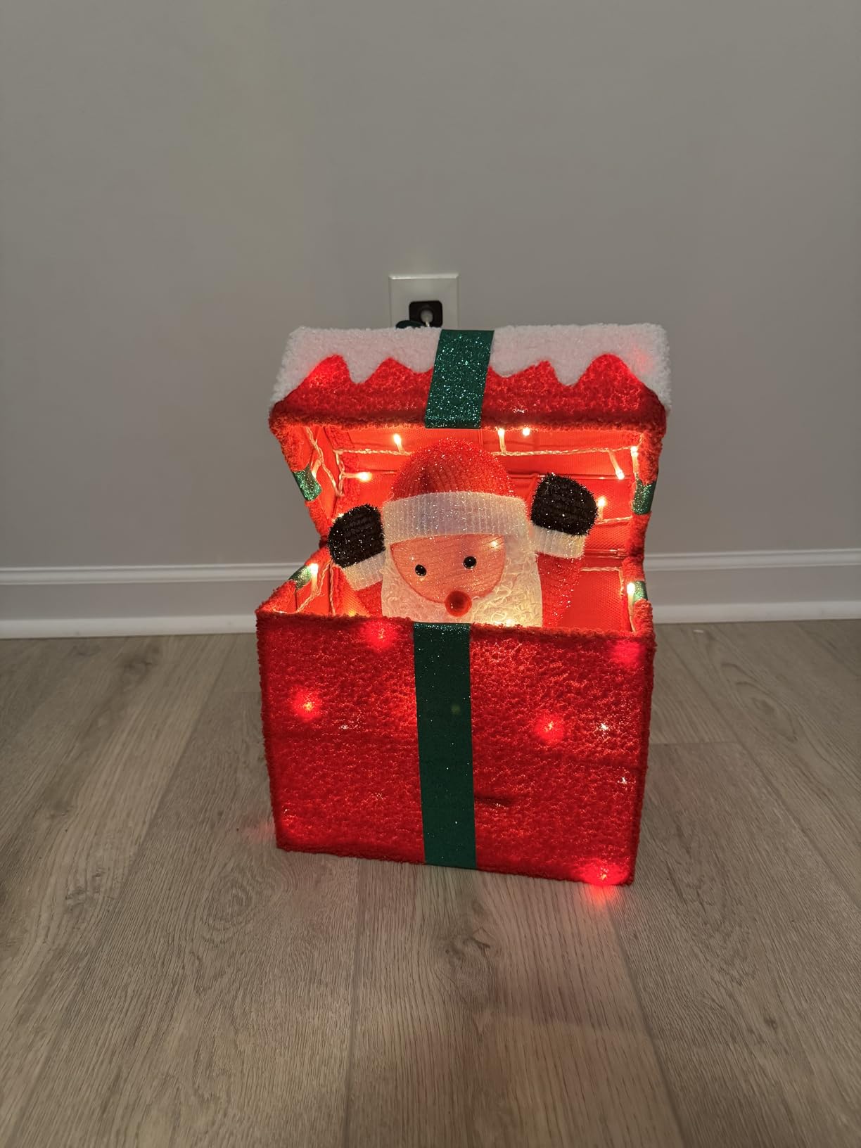 PEIDUO Animated Christmas Santa in Lighted Gift Box, Motion Sensor Christmas Music Decorative Lights, Under The Christmas Tree Present Decorations for Indoor Outdoor Yard Home Holiday Decor customer photo 2
