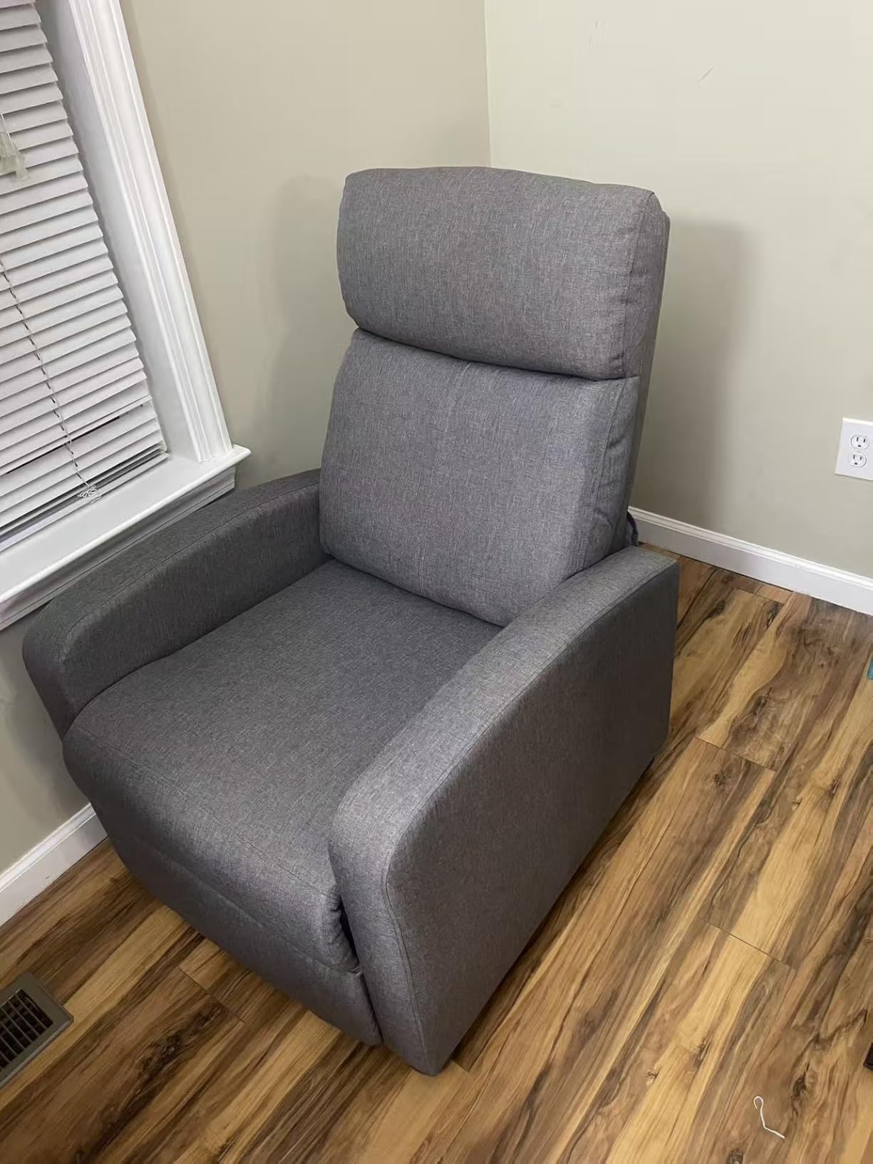 Recliner Chair for Living Room, Modern Adjustable Home Theater Seating Single Sofa Manual Push Back Armchair with Soft Linen Upholstery & High Backrest for Small Spaces, Linen-Gray customer photo 1