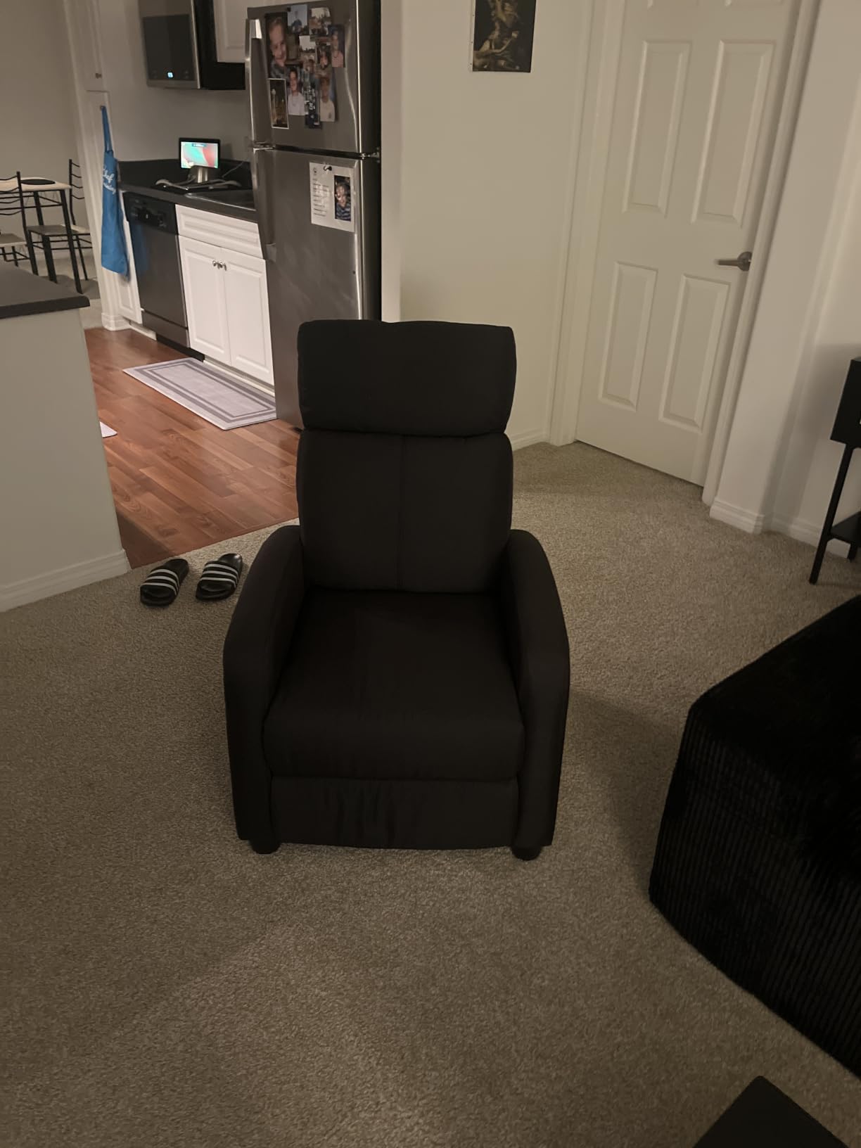 Recliner Chair for Living Room, Modern Adjustable Home Theater Seating Single Sofa Manual Push Back Armchair with Soft Linen Upholstery & High Backrest for Small Spaces, Linen-Gray customer photo 2