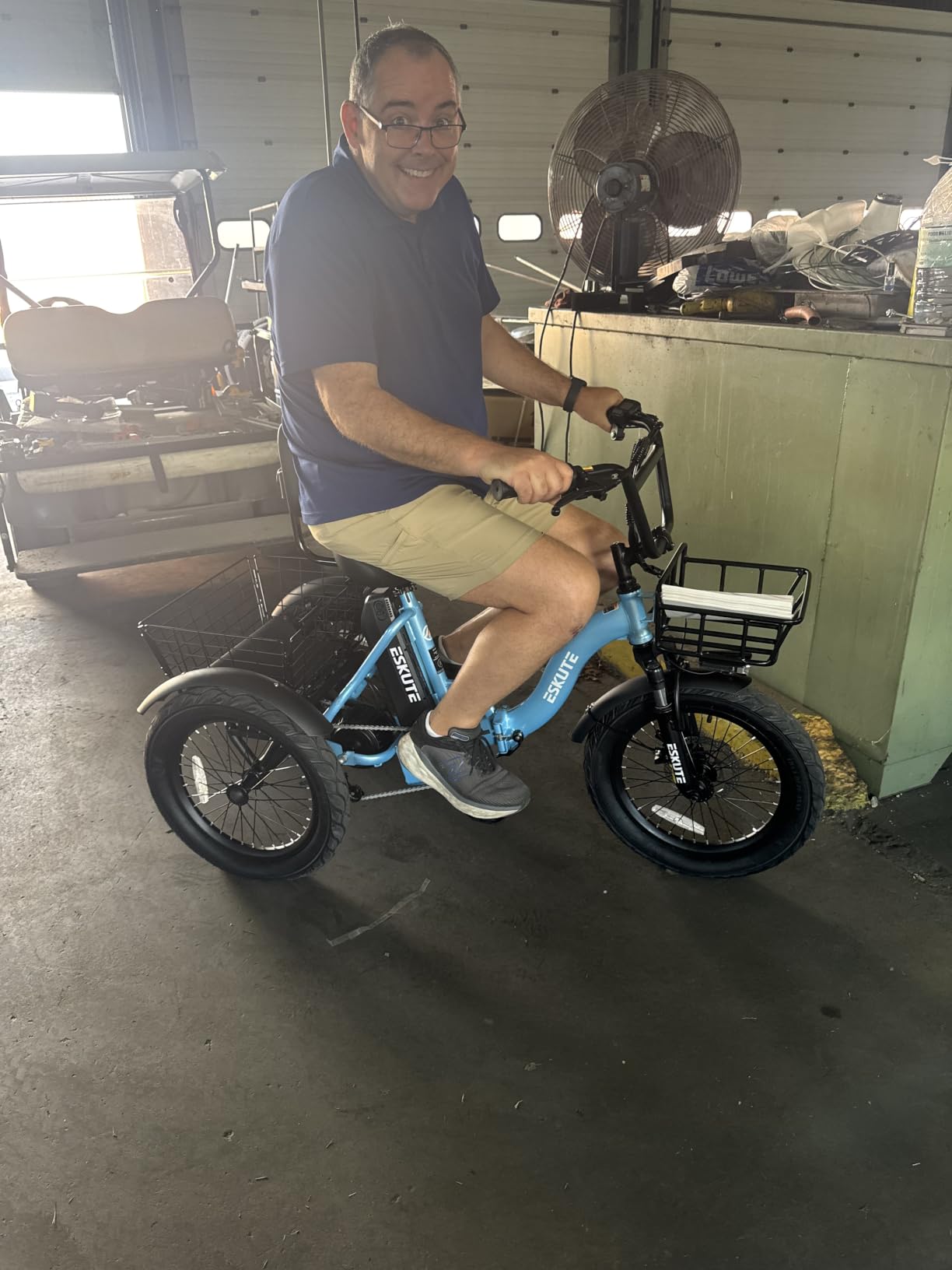 ESKUTE E Trike Electric Bike, Peak 1200W Brushless Motor Folding Trike 18X3.0 Fat Tire Ebike, 624Wh Removable Battery, Step-Thru 3 Wheel Electric Bicycle, Up to 55 Miles, 18MPH+ customer photo 2