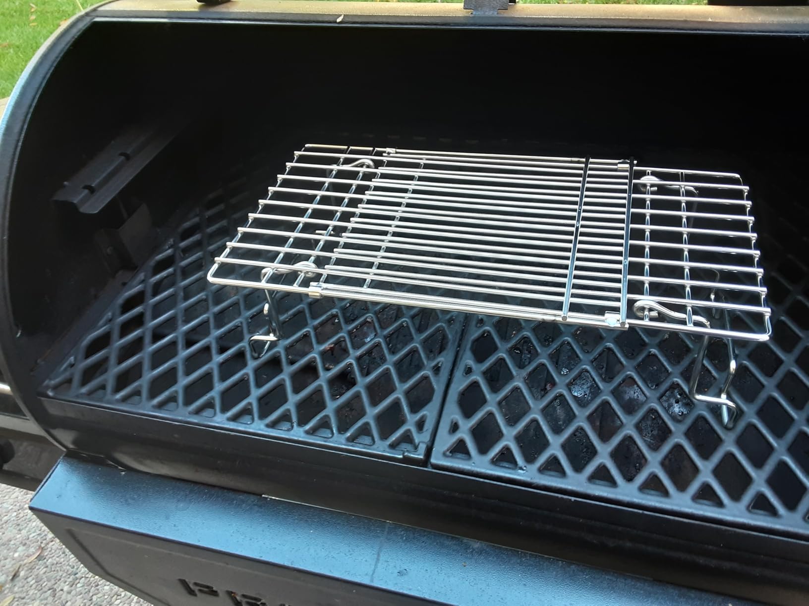 BBQ Future Universal Adjustable Warming Rack for Grills, Folding Stainless Steel Upper Rack for Pit Boss Traeger Pellet Smoker Weber Charbroil Gas Grill Blackstone Griddle & More, Dishwasher Safe customer photo 2
