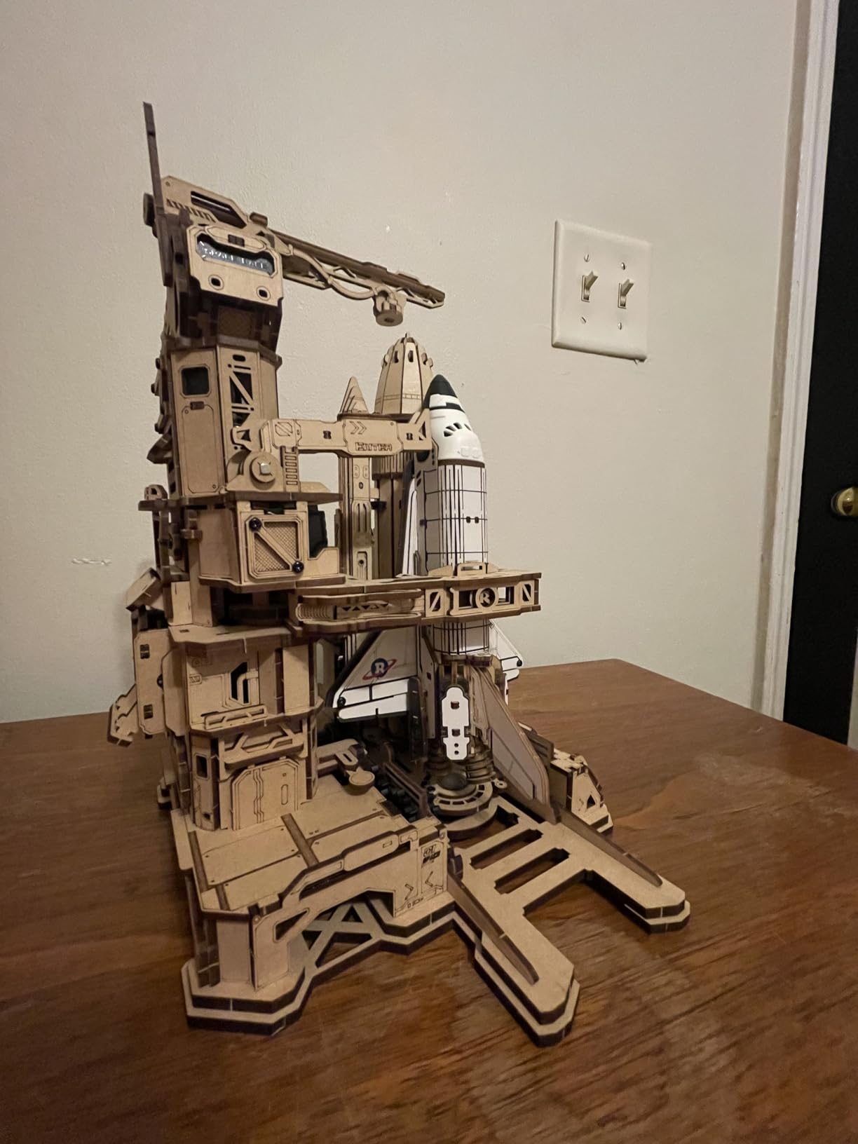 3D Wooden Puzzles Space Shuttle - Dynamic Launch Base with Motorized Lift, LED Light Effects, 1:420 Scale Collectible Building Kit customer photo 1