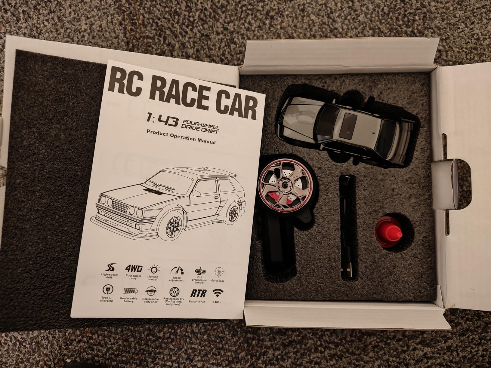 1/43 Mini RC Drift Car with Gyroscope, 4WD Full Proportional RC Car, 2.4GHZ Hobby Grade Remote Control Cars, RTR Model Vehicle, 20+KM/H High Speed for Hobbyists Kids Adults (Sliver) customer photo 1