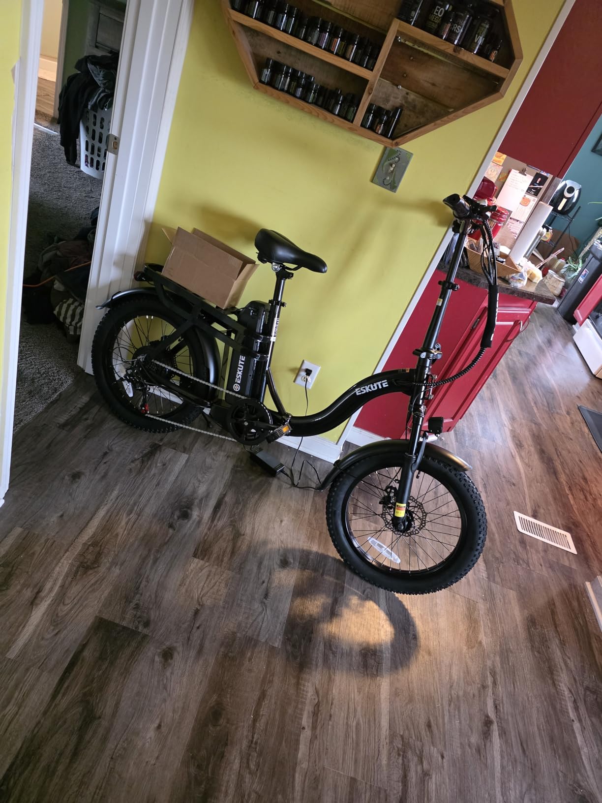 ESKUTE Electric Bike for Adults - 1200W Peak Motor, Folding 20x3 Fat Tire E-Bike, 48V 13Ah Battery, Step-Through Cargo Fold Ebike, NFC Unlock, 20+ MPH, 7-Speed, Up to 55 Miles customer photo 1