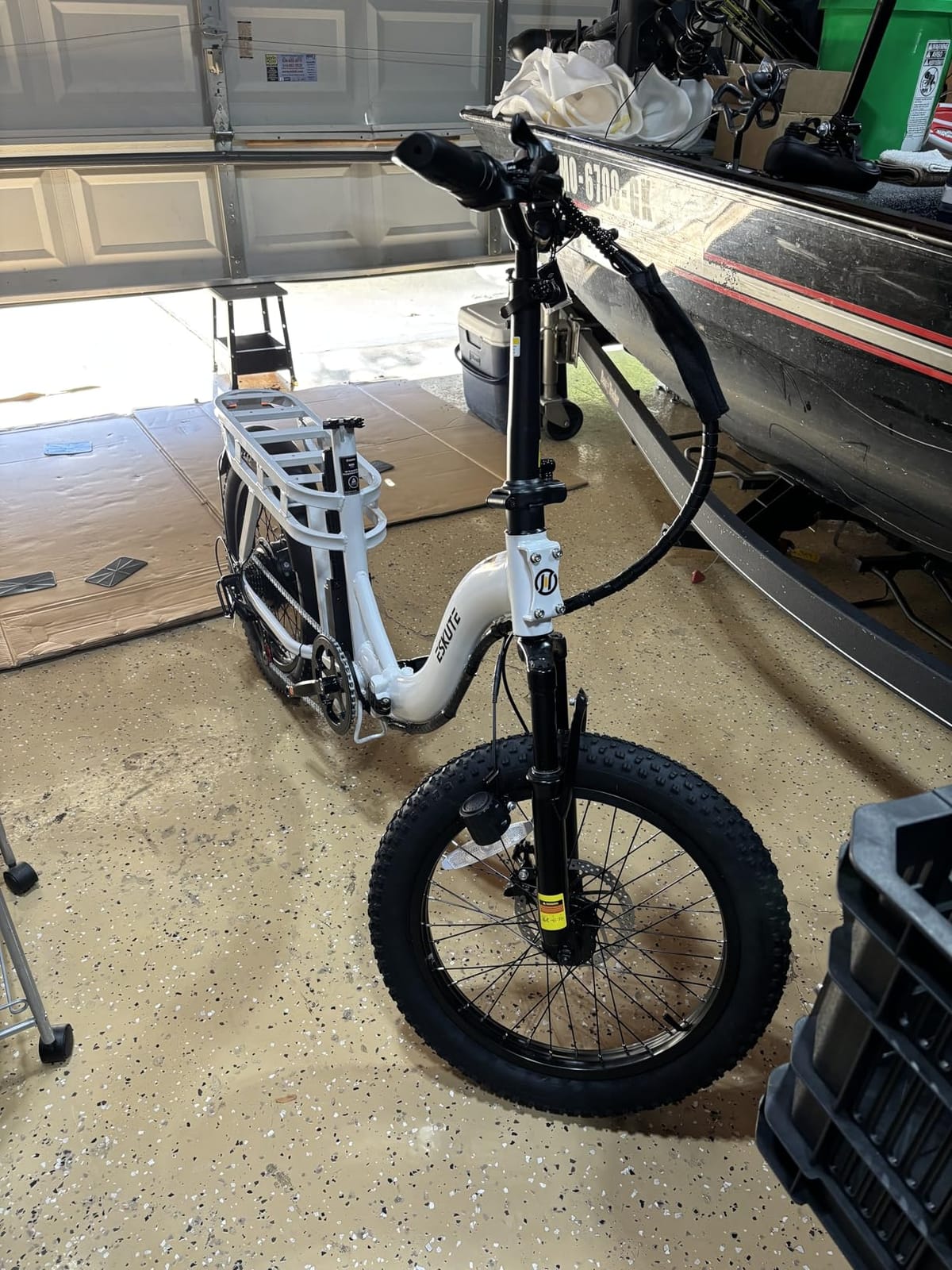 ESKUTE Electric Bike for Adults – 1200W Peak Motor, Folding 20x3 Fat Tire E‑Bike, 48V 13Ah Battery, Step‑Through Cargo Fold Ebike, NFC Unlock, 20+ MPH, 7‑Speed, Up to 55 Miles customer photo 1