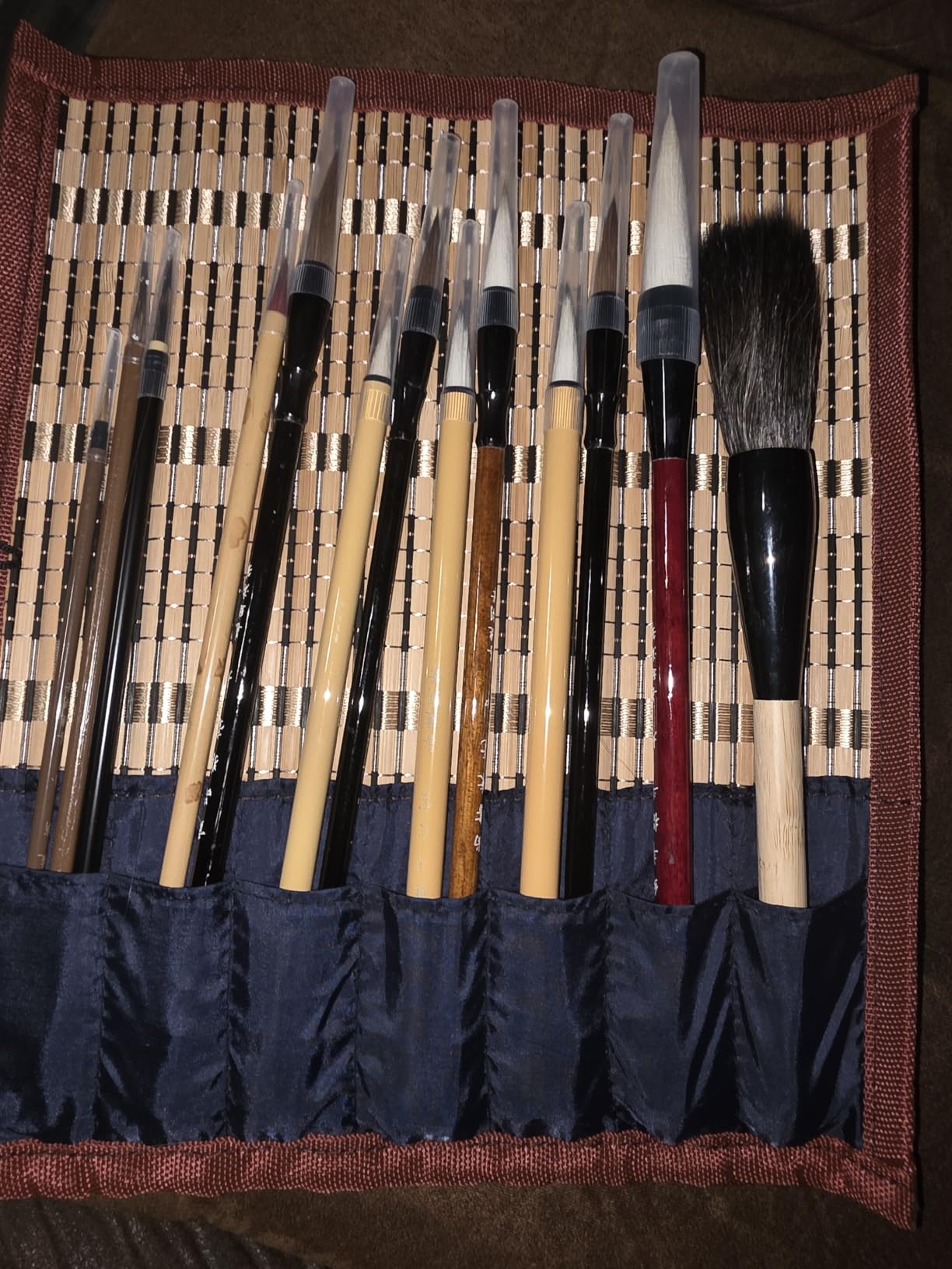 Chinese Calligraphy Brush Set with Roll-Up Bamboo Holder-13 Pieces customer photo 2