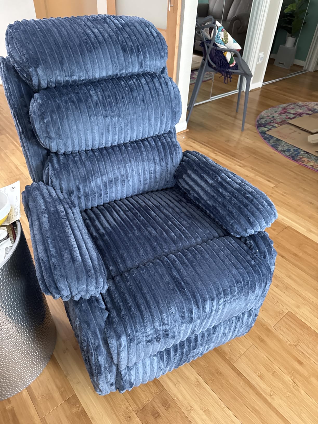 Velvet Upholstered Glider Recliner Chair - 360 Swivel Rocker Chair for Adults, Small Rocking Chair for Small Spaces, Soft Fabric Recliner Chair with Side Pockets, Comfortable Nursery Chair, Brown customer photo 2