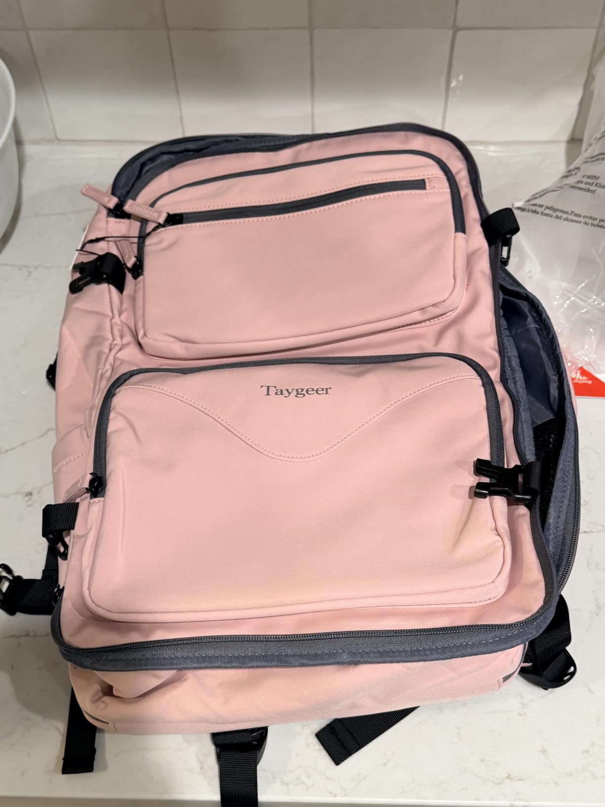 Taygeer Travel Backpack for Women, Travel Personal Item Bag with Shoe Pouch | TSA Approved Under Seat Carry on Backpack with Water Bottle Pocket Fits 15.6inch Laptop, Travel Essentials for Airplanes, Pink customer photo 1