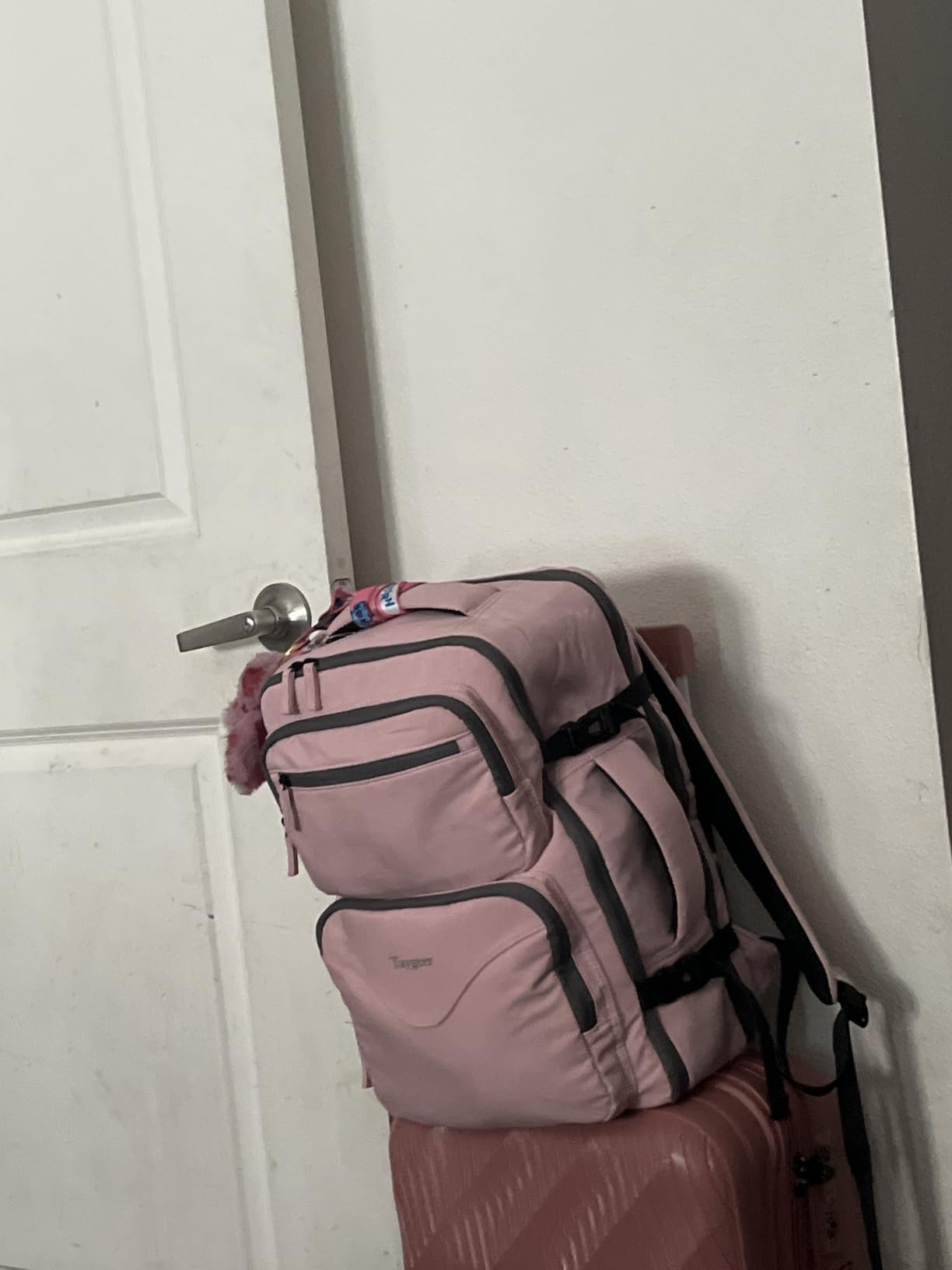 Taygeer Travel Backpack for Women, Travel Personal Item Bag with Shoe Pouch | TSA Approved Under Seat Carry on Backpack with Water Bottle Pocket Fits 15.6inch Laptop, Travel Essentials for Airplanes, Pink customer photo 2