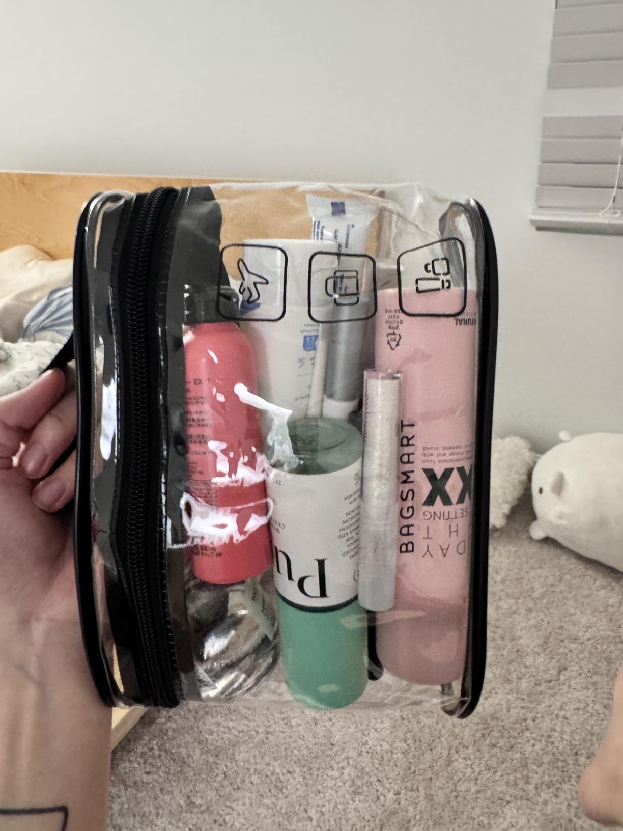 BAGSMART 18 Pack TSA Approved Travel Bottles for Toiletries, Leak Proof Silicone Travel Size Containers Bottles for Shampoo, Purple customer photo 2