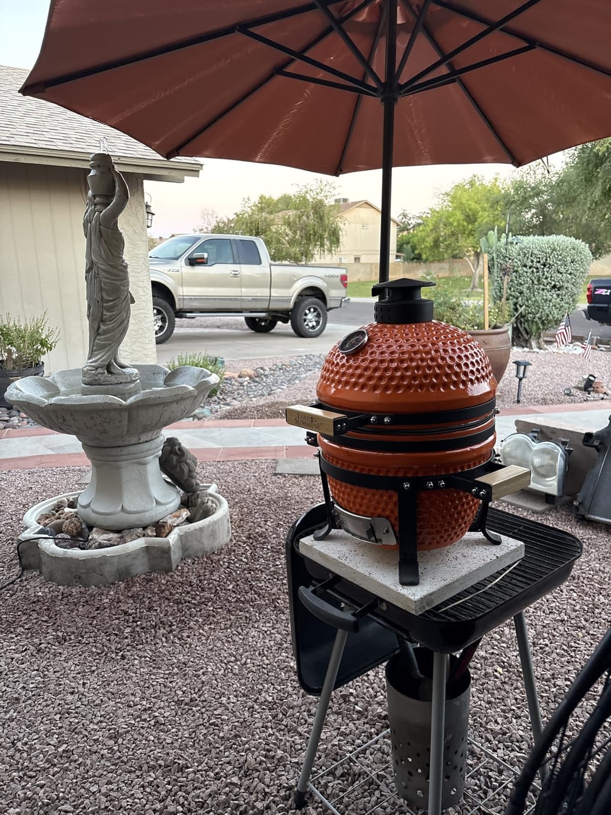London Sunhine 13-Inch Ceramic Kamado Grill, Waterproof Vent Cap, Red | Portable Charcoal Grill with Stainless Steel Grate for Patio & Outdoor customer photo 2