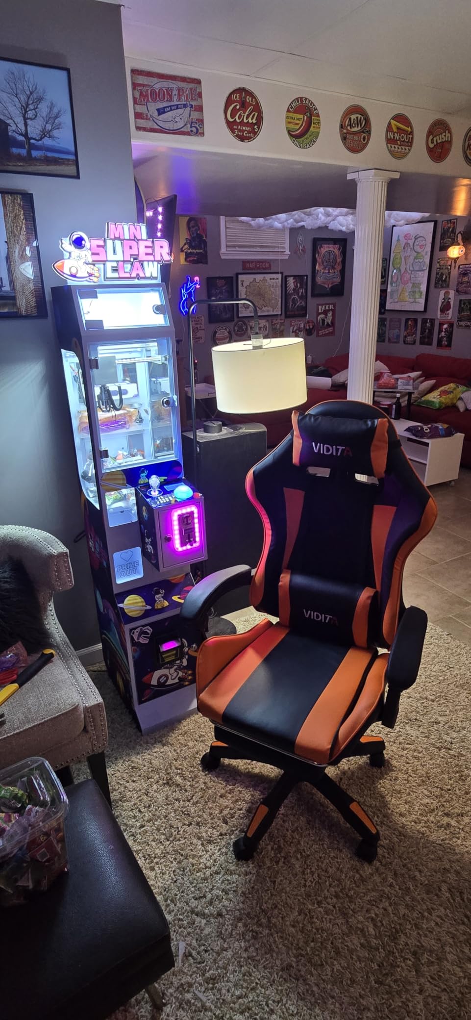 Mini Claw Machine - Coin & Bill Operated Vending Unit - Arcade Style Prize Dispenser for Events, Stores or Game Rooms - Space Theme customer photo 2