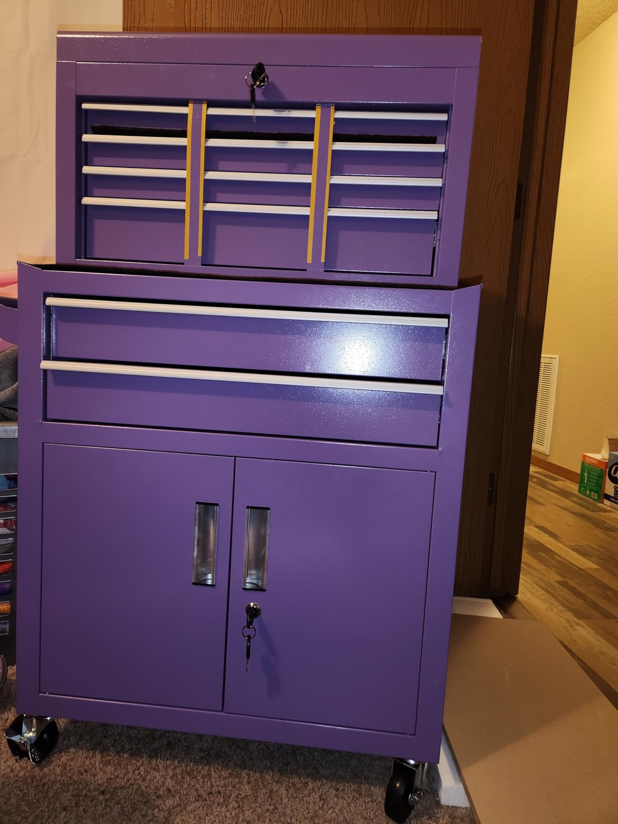 Superday 8 Drawer Rolling Tool Chest with Lock, Tool Storage Cabinet（Black） customer photo 1