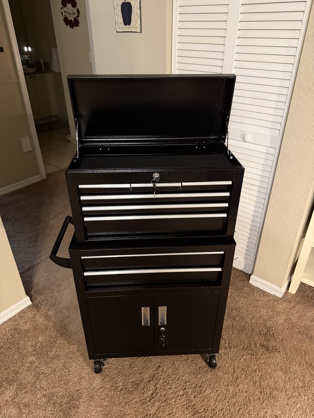 Superday 8 Drawer Rolling Tool Chest with Lock, Tool Storage Cabinet（Black） customer photo 2