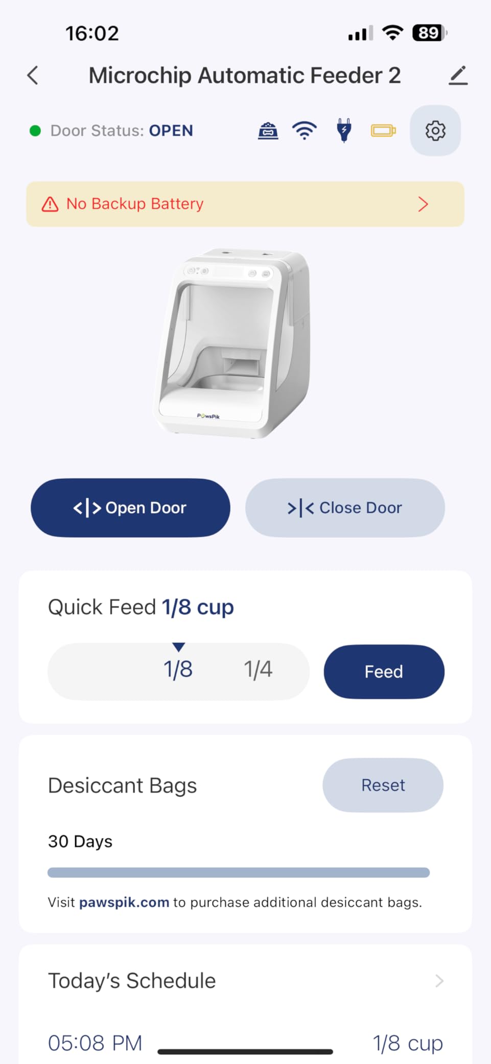 PawsPik Automatic Microchip RFID Cat Feeder, 16-Cup, White customer photo 1