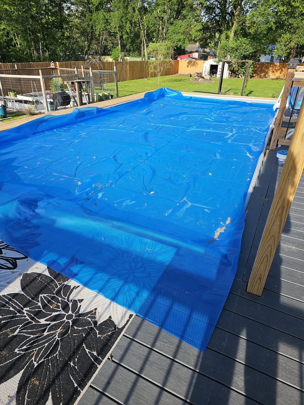 Goplus Solar Pool Cover, 12 x 24 FT Solar Blanket 12 Mil with Carrying Bag for In-Ground and Above-Ground Swimming Pools, Rectangle Hot Tub SPA Thermal Blanket, Blue Bubble customer photo 2