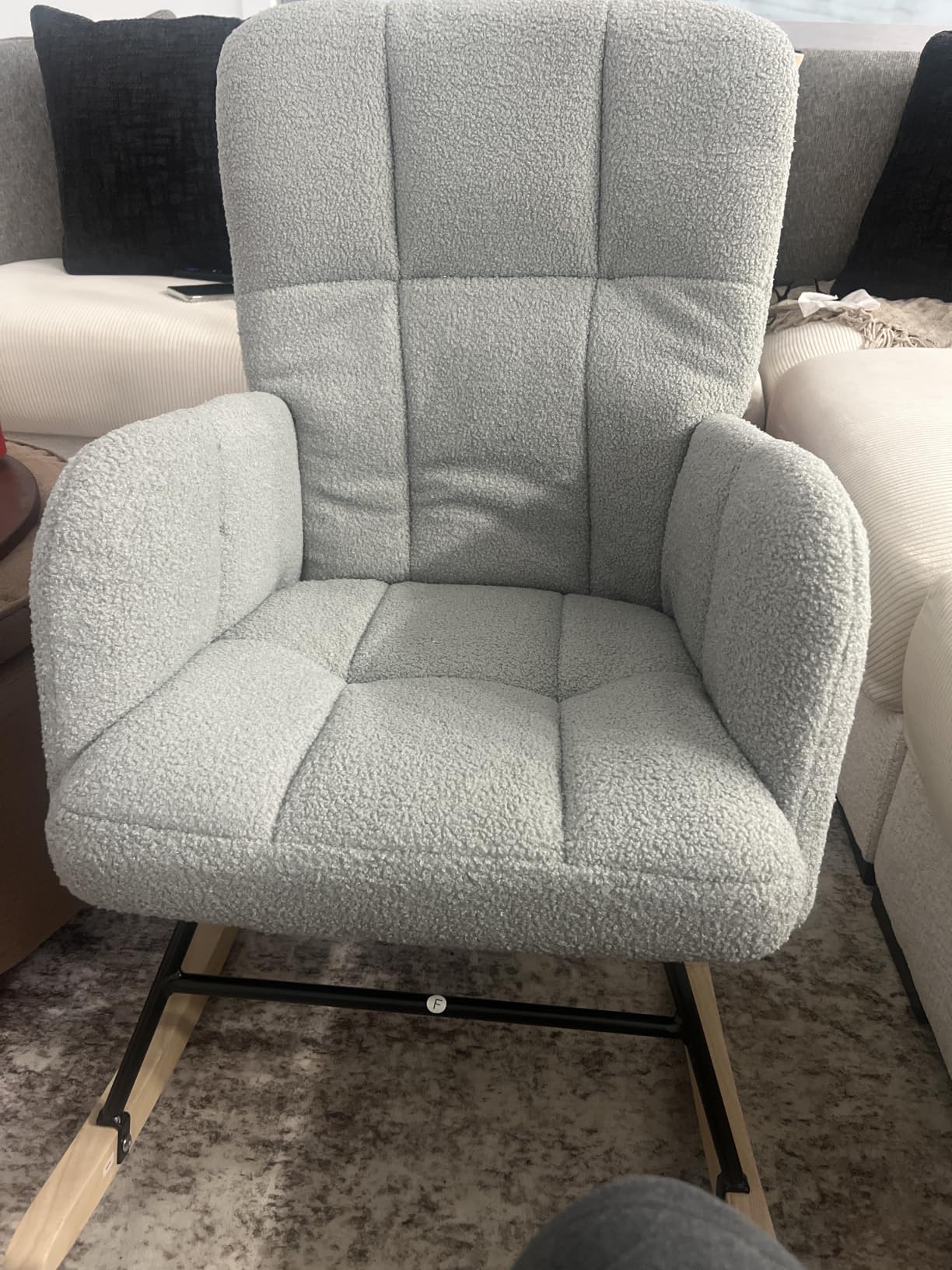 COMHOMA Nursery Rocking Chair with Ottoman,Teddy Upholstered Glider Rocker customer photo 1