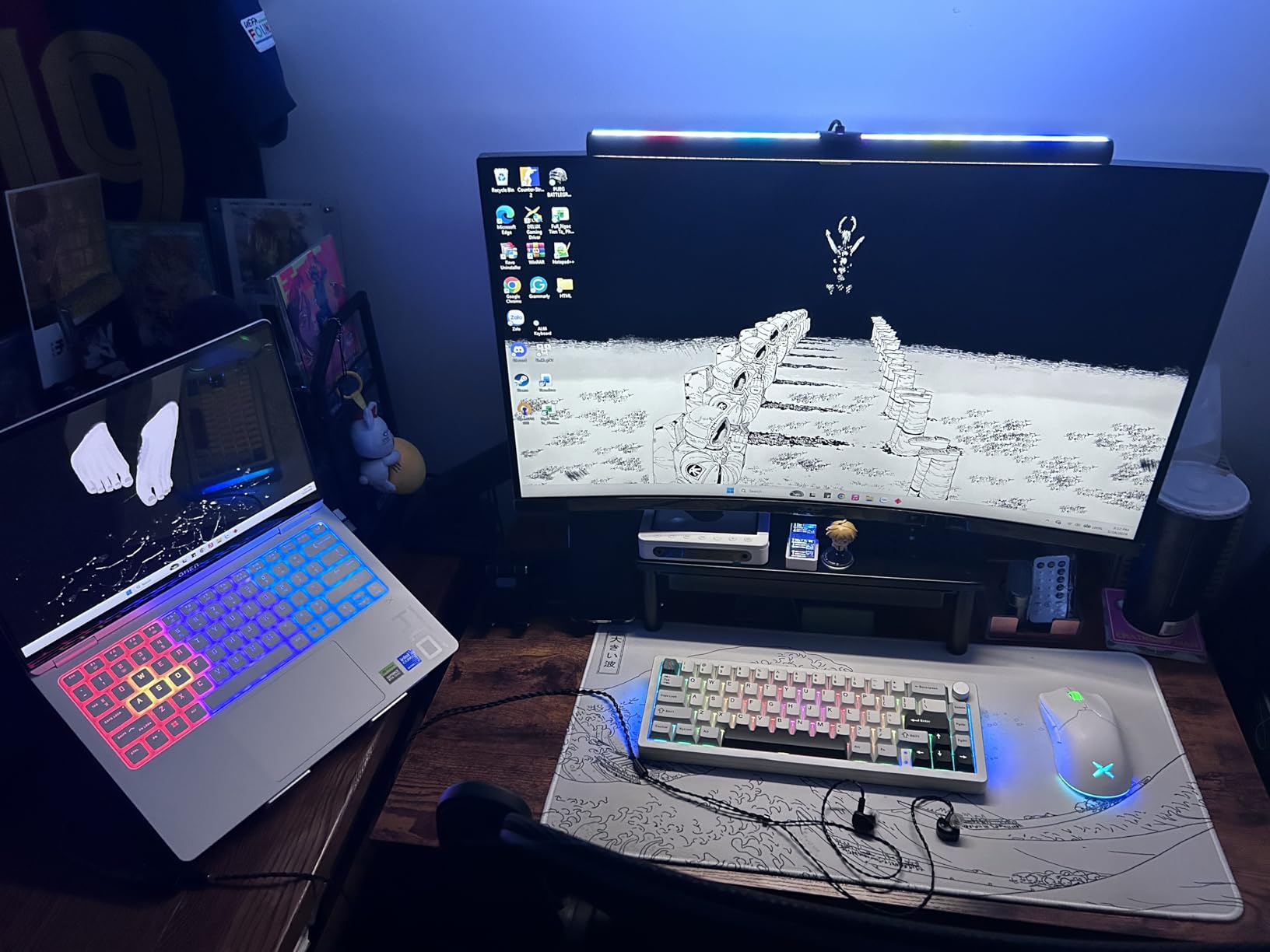 RGB Monitor Light Bar, Eye-Care Dual Light Reading Screen Lamp, 9 Modes Gaming Backlight LED Computer Lamp, 3 Colors Dimmable Frontlight, 15.75'' USB Desk Lights for Home, Office customer photo 1