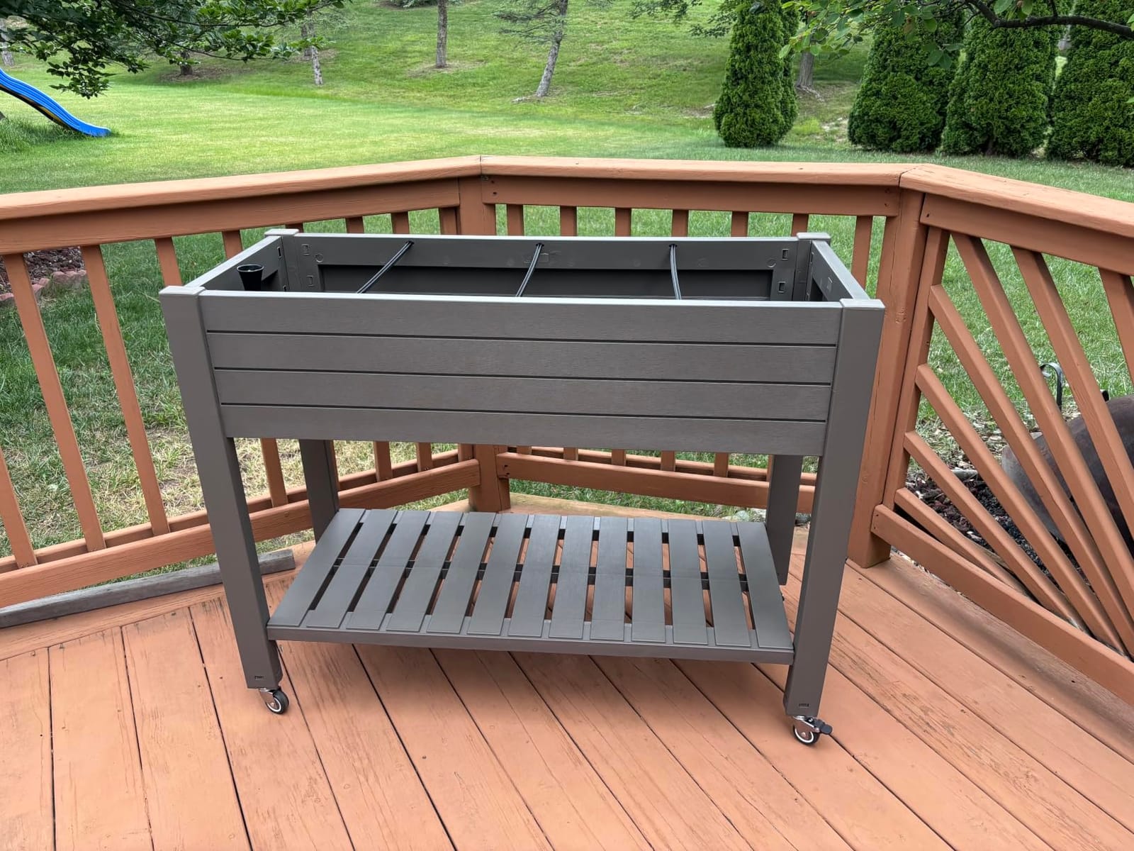 Elevated Raised Garden Bed with Trellis & Wheels, Ashen 61.2