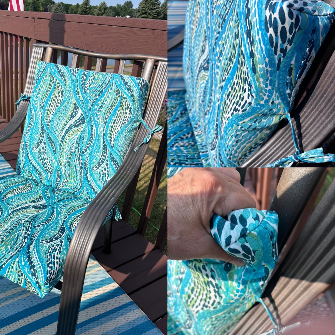 Arden Outdoor Dining Chair Cushion, 4-Pack, 20x44, Sapphire Blue customer photo 2