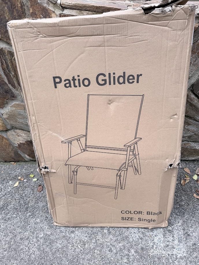 Zedachica 2-Person Outdoor Glider Bench No Assembly Required, Glider Loveseat for Outside Patio with Smooth Rocking, Patio Glider with Steel Frame for Porch Deck Backyard Garden (Loveseat, Black) customer photo 1