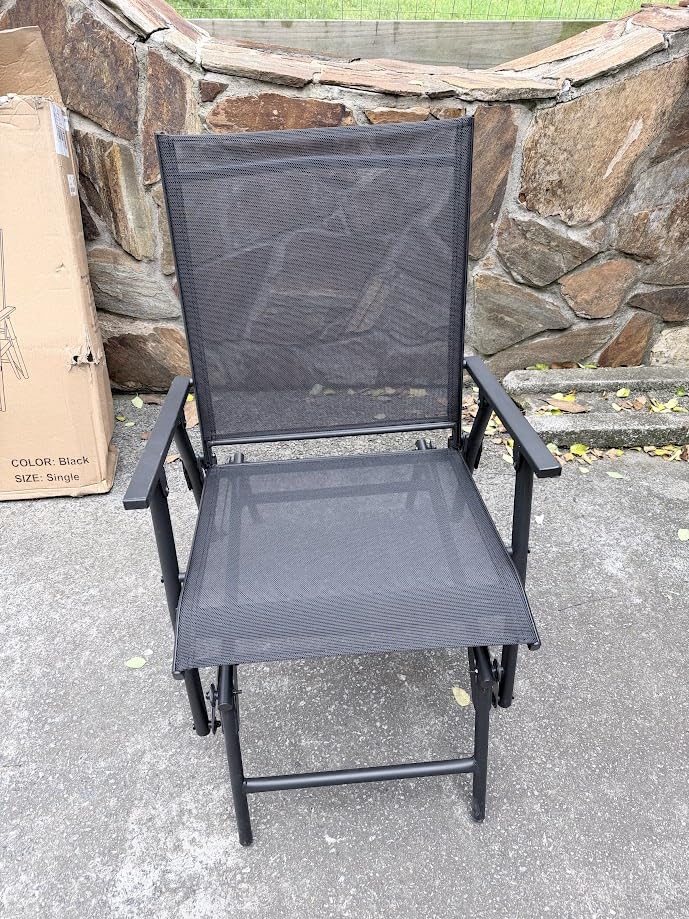 Zedachica 2-Person Outdoor Glider Bench No Assembly Required, Glider Loveseat for Outside Patio with Smooth Rocking, Patio Glider with Steel Frame for Porch Deck Backyard Garden (Loveseat, Black) customer photo 2