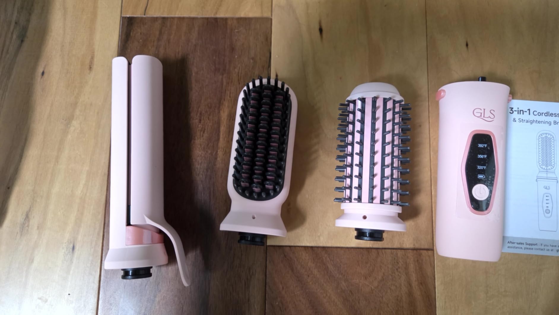 GLS 3-in-1 Cordless Hair Styling Set, Cordless Hair Straightener Brush, Curling Iron Brush & Flat Iron, Portable Travel Kit for On-the-Go Touch-Ups, USB-C Rechargeable, 40s Fast Heat, Anti-Scald customer photo 2