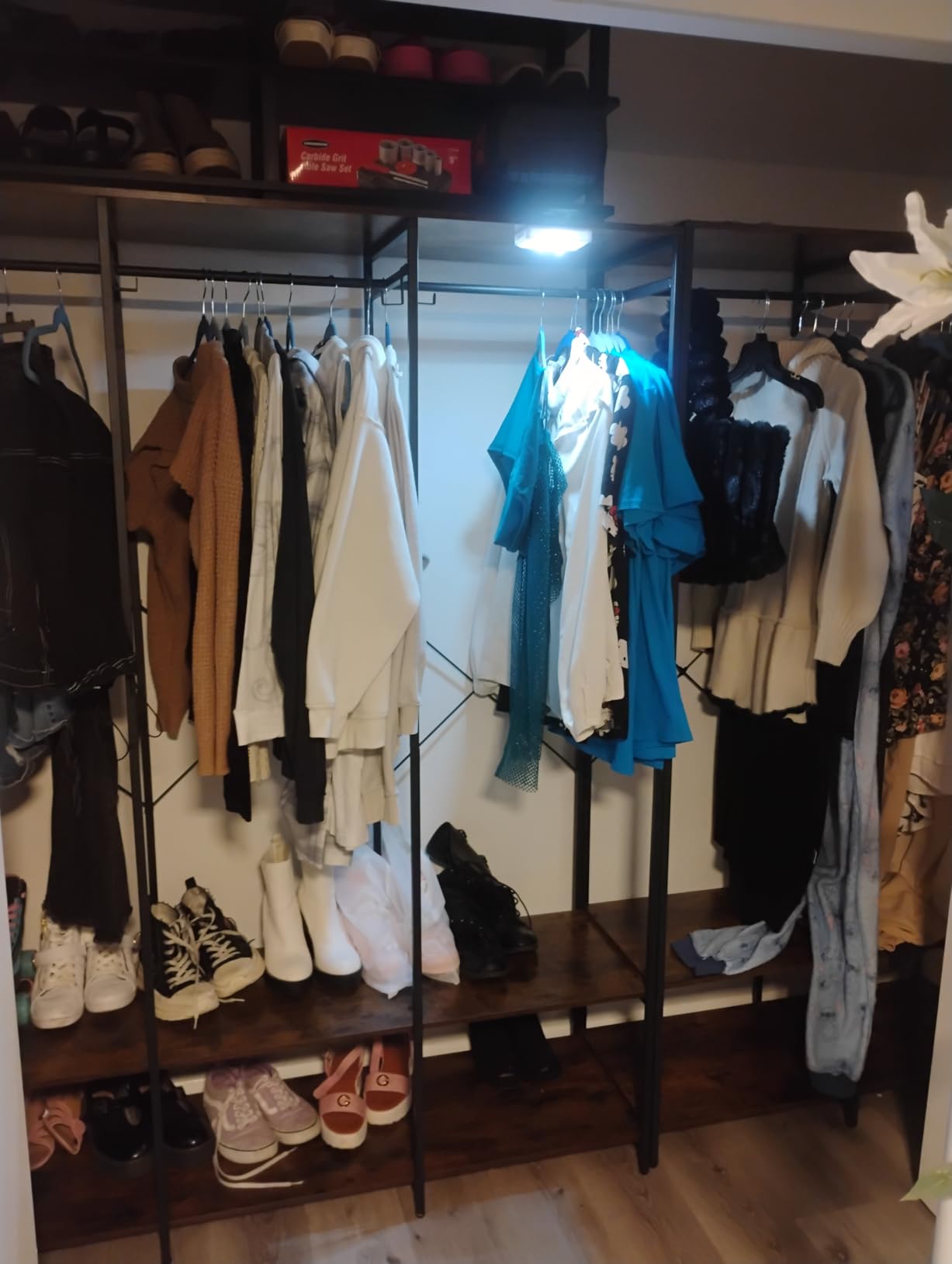 SONGMICS Closet System, Customizable Walk-In Closet Organizer System | Fits Spaces 6.5-10.2 ft with Adjustable Hanging Rods and Drawers, White, CUSTOS Collection URGR043WZ01S customer photo 1