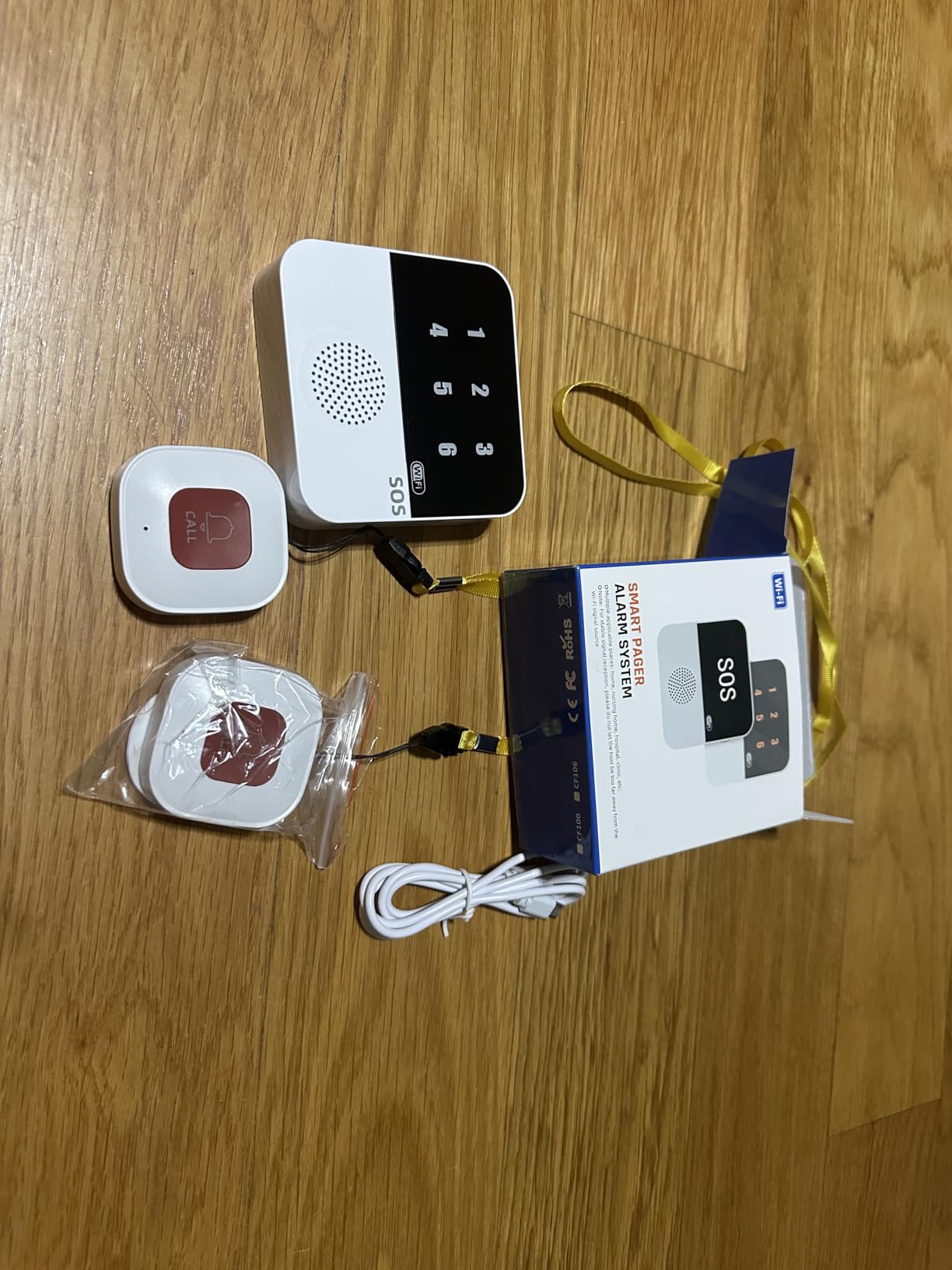 Life Alert Systems for Seniors No Monthly Fee App-Controlled, Medical Alert Systems for Seniors with 2 Call Button + 1 Waterproof Wristband + 1 Receiver and 1-6 LED Number Display (Only Supports 2.4GHz Wi-Fi) customer photo 1