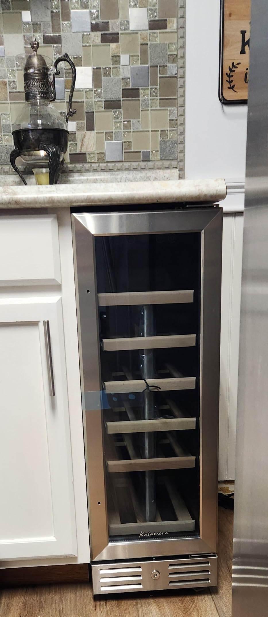 Kalamera 24 Inch Wine Cooler Refrigerator, 46-Bottle Dual Zone Wine Fridge | Built-In/Freestanding Beverage and Wine Refrigerator, 5 Wooden Shelves, Reversible Glass Door, Temperature Memory customer photo 1
