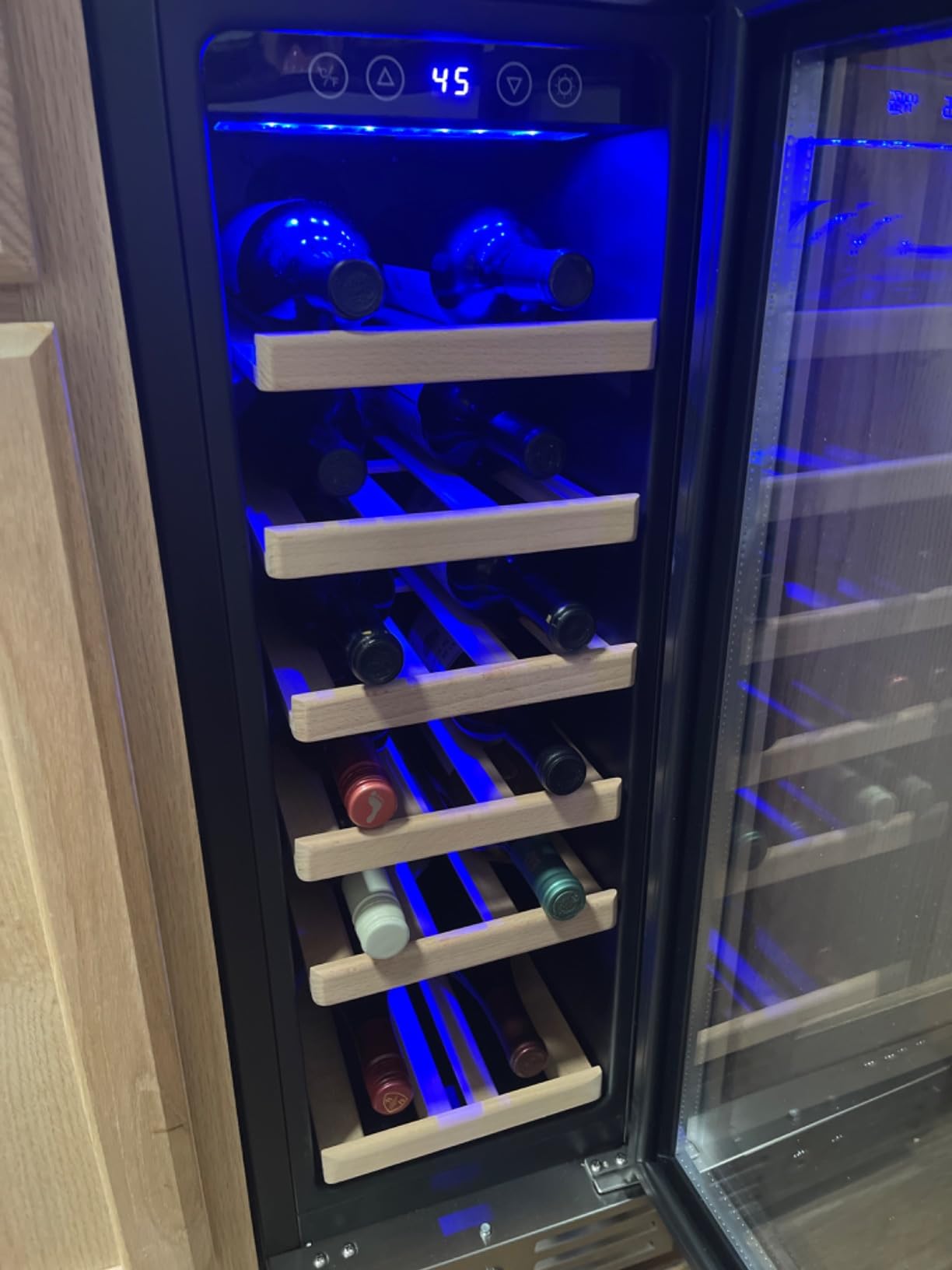 Kalamera 24 Inch Wine Cooler Refrigerator, 46-Bottle Dual Zone Wine Fridge | Built-In/Freestanding Beverage and Wine Refrigerator, 5 Wooden Shelves, Reversible Glass Door, Temperature Memory customer photo 2