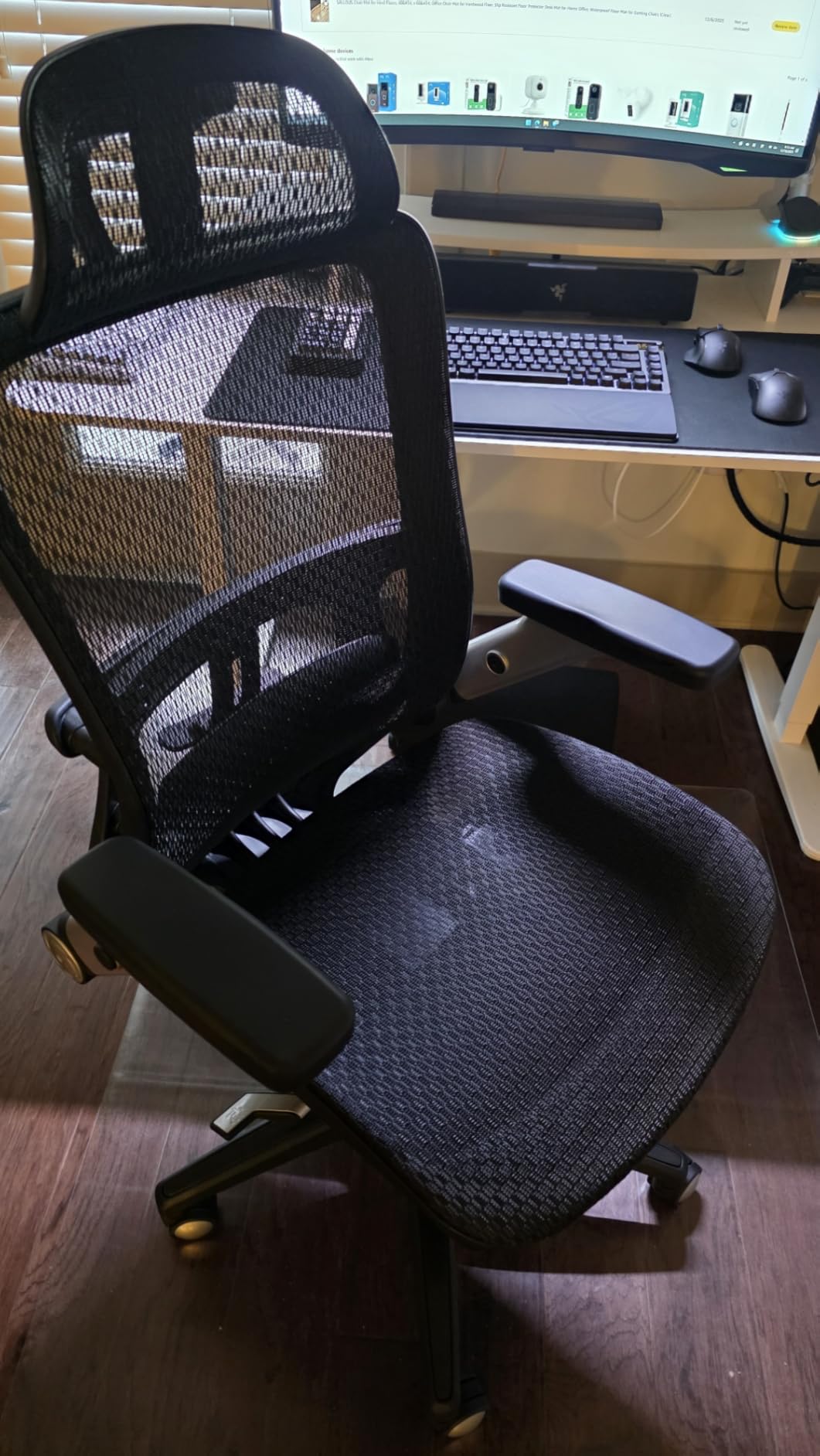 COLAMY Office Chair for Long Hours, Easy Wire-Control Desk Chair with Sliding Seat Depth & Thick Padded Lumbar Support, Heavy Duty 300 LBS High Back Mesh Computer Chair for Home Workstation, Brown customer photo 2